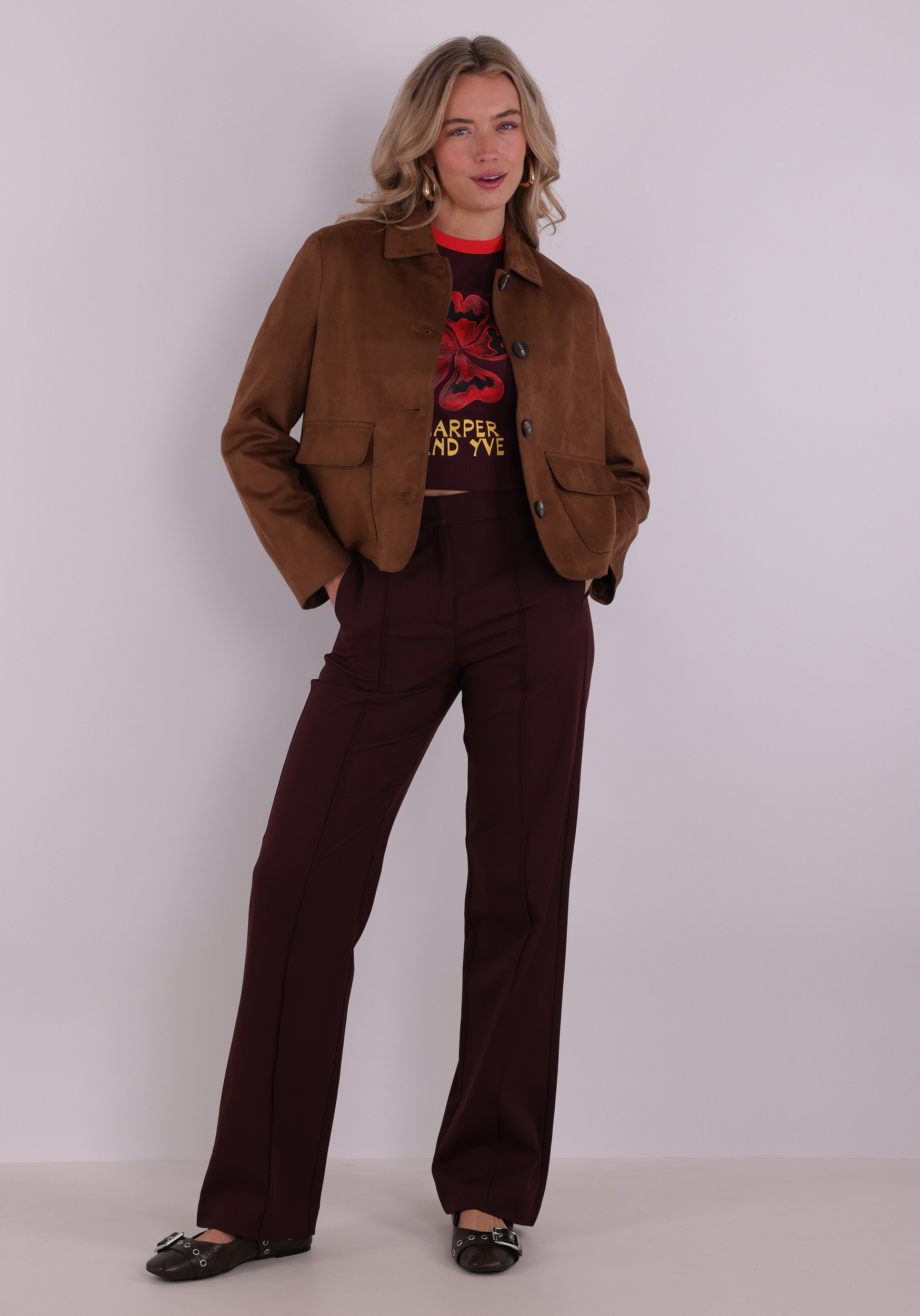 Harper & Yve T-shirt Desert flower SS6Y305 Donker Paars