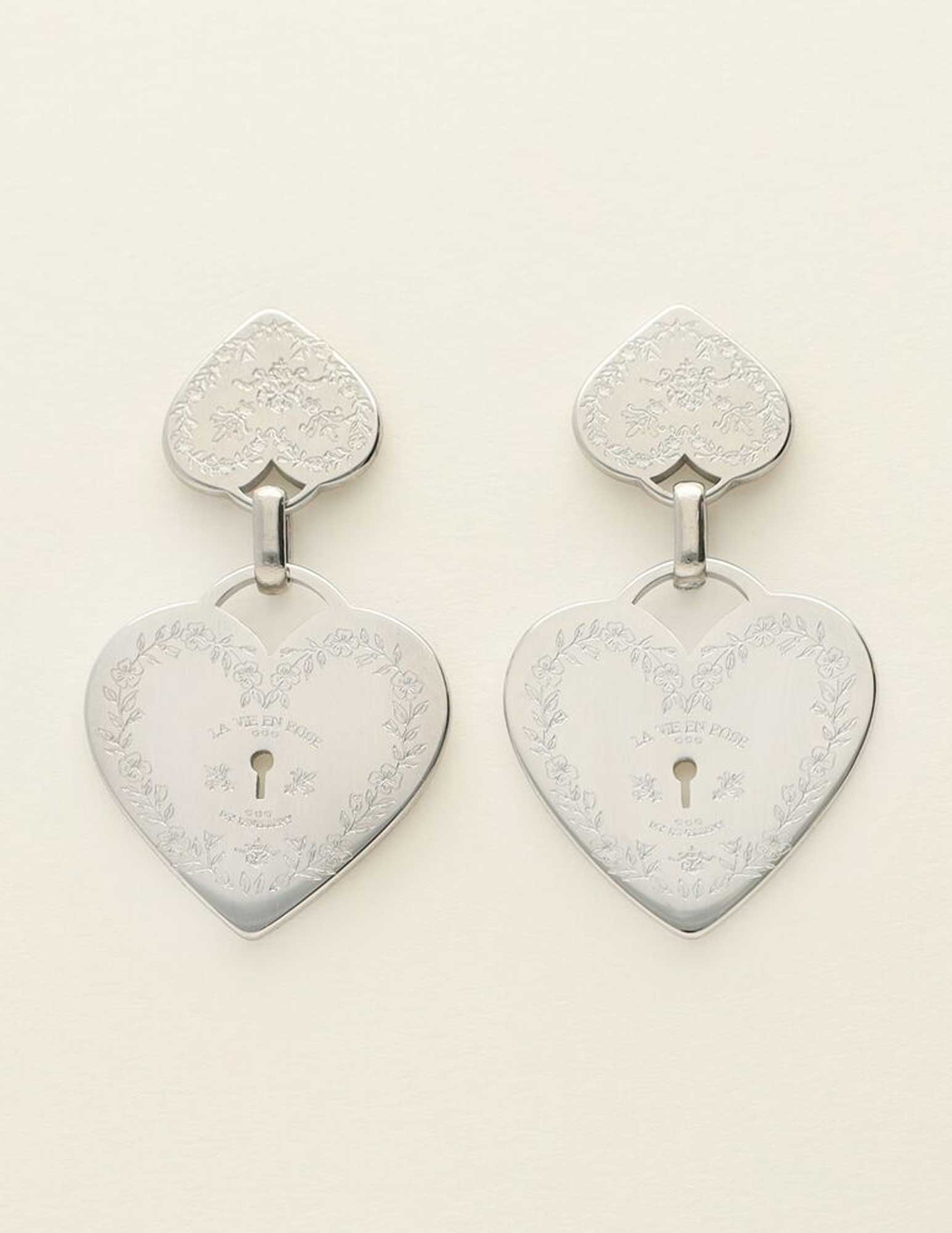 My Jewellery Mystic oorbellen dubbel hart MJ09432 Zilver