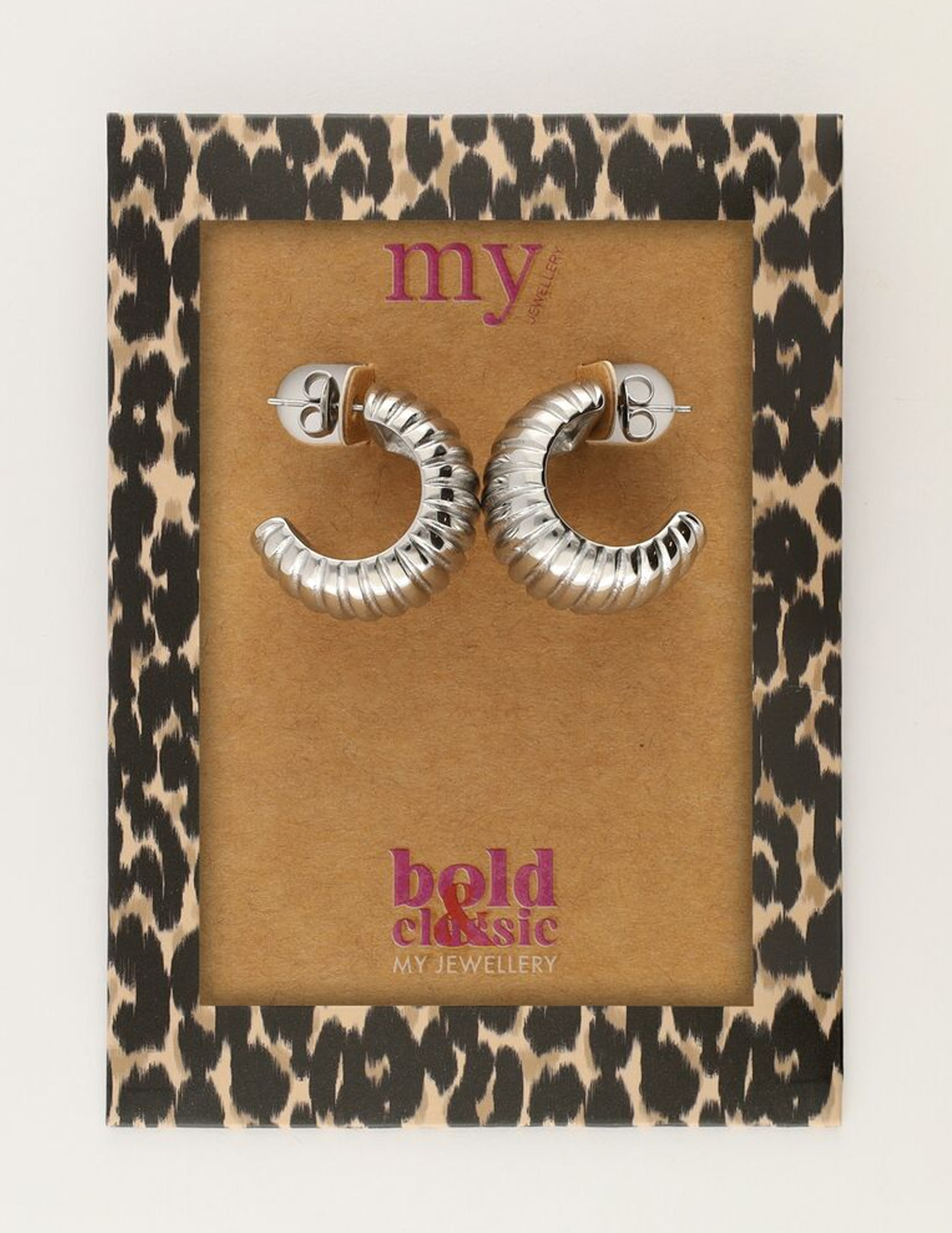 My Jewellery Bold oorringen met ribbel textuur MJ11091 Zilver
