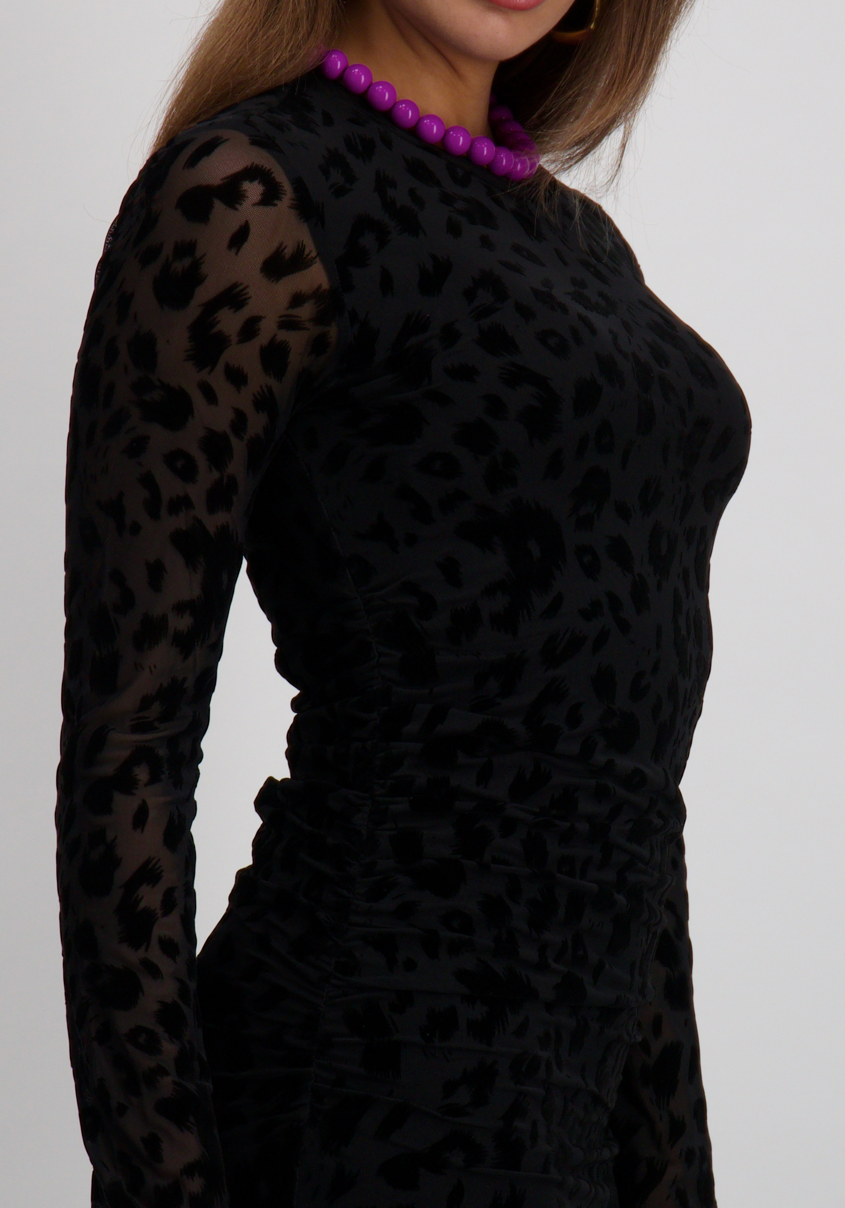 Colourful Rebel Jurk Maude leopard WD116258 Zwart