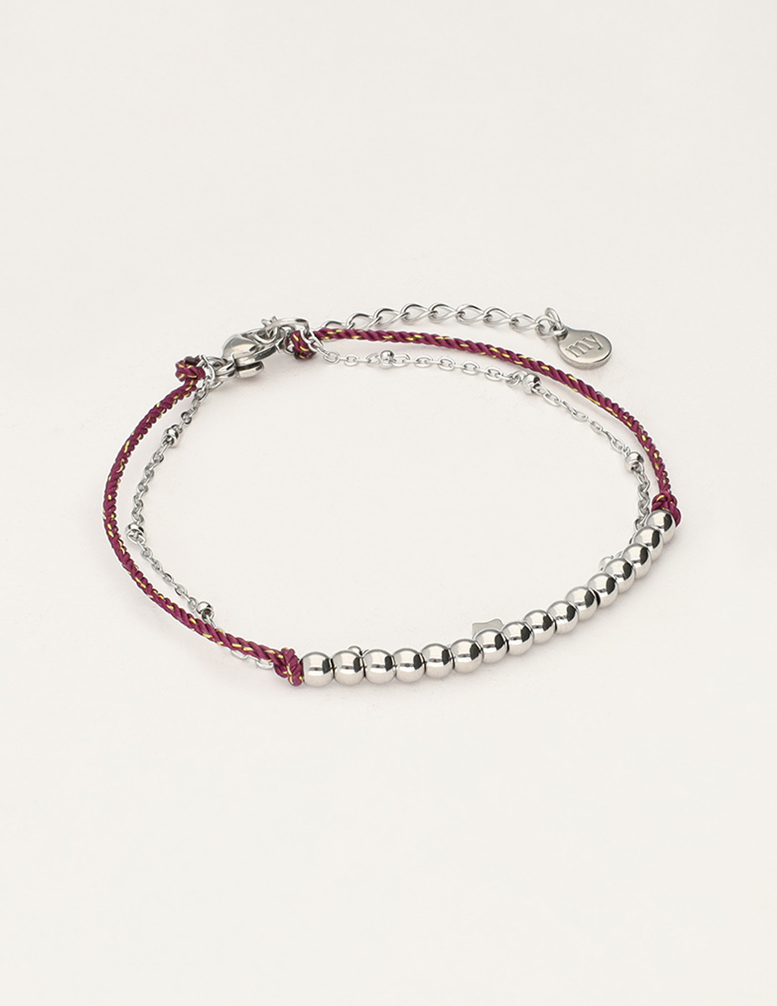 My Jewellery Armband met koord en kralen MJ11054 Zilver