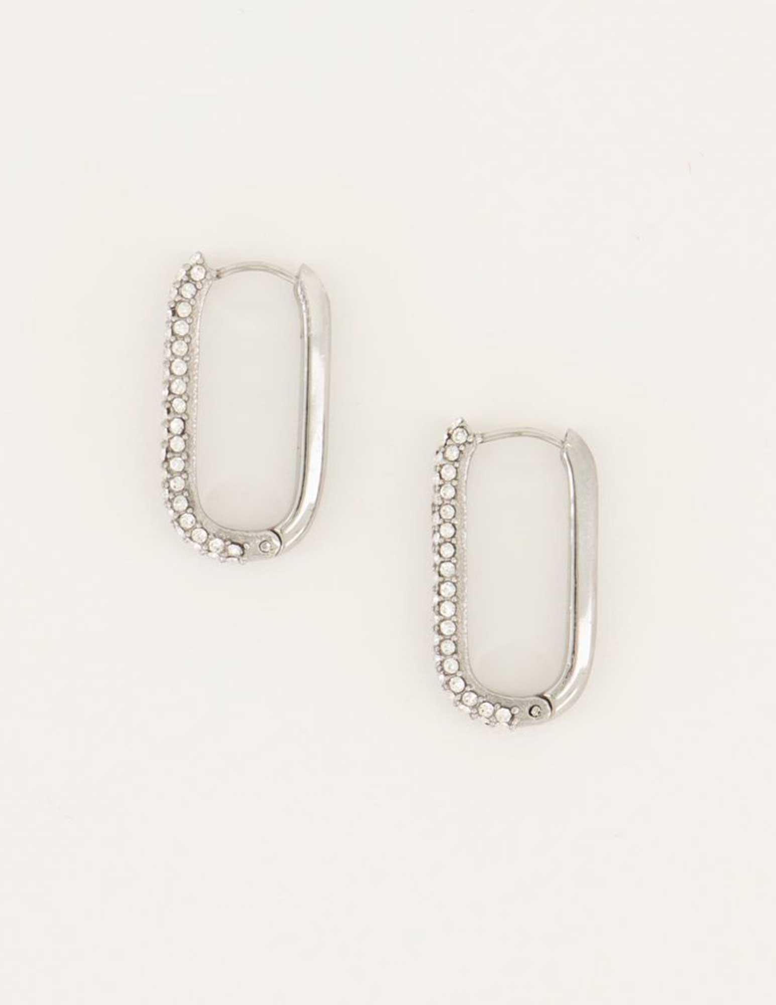 My Jewellery Rechthoekige oorhangers met steentjes MJ05574 Zilver