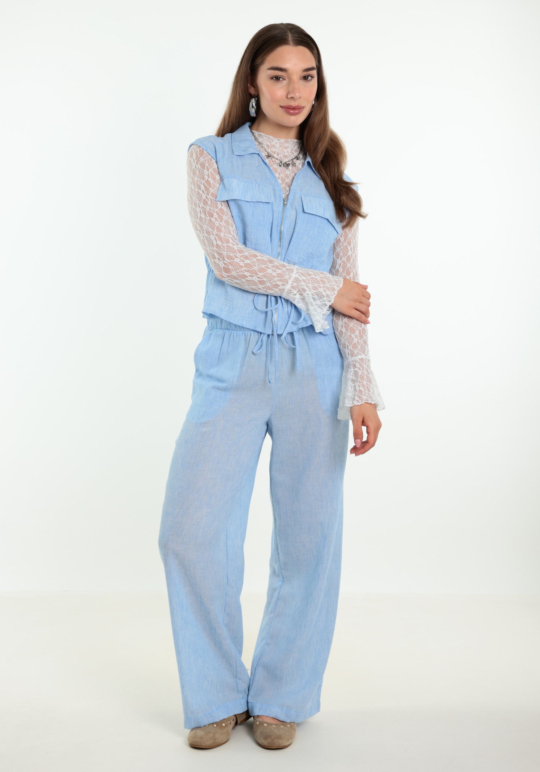 VERO MODA Broek Charline 10350442 Licht blauw