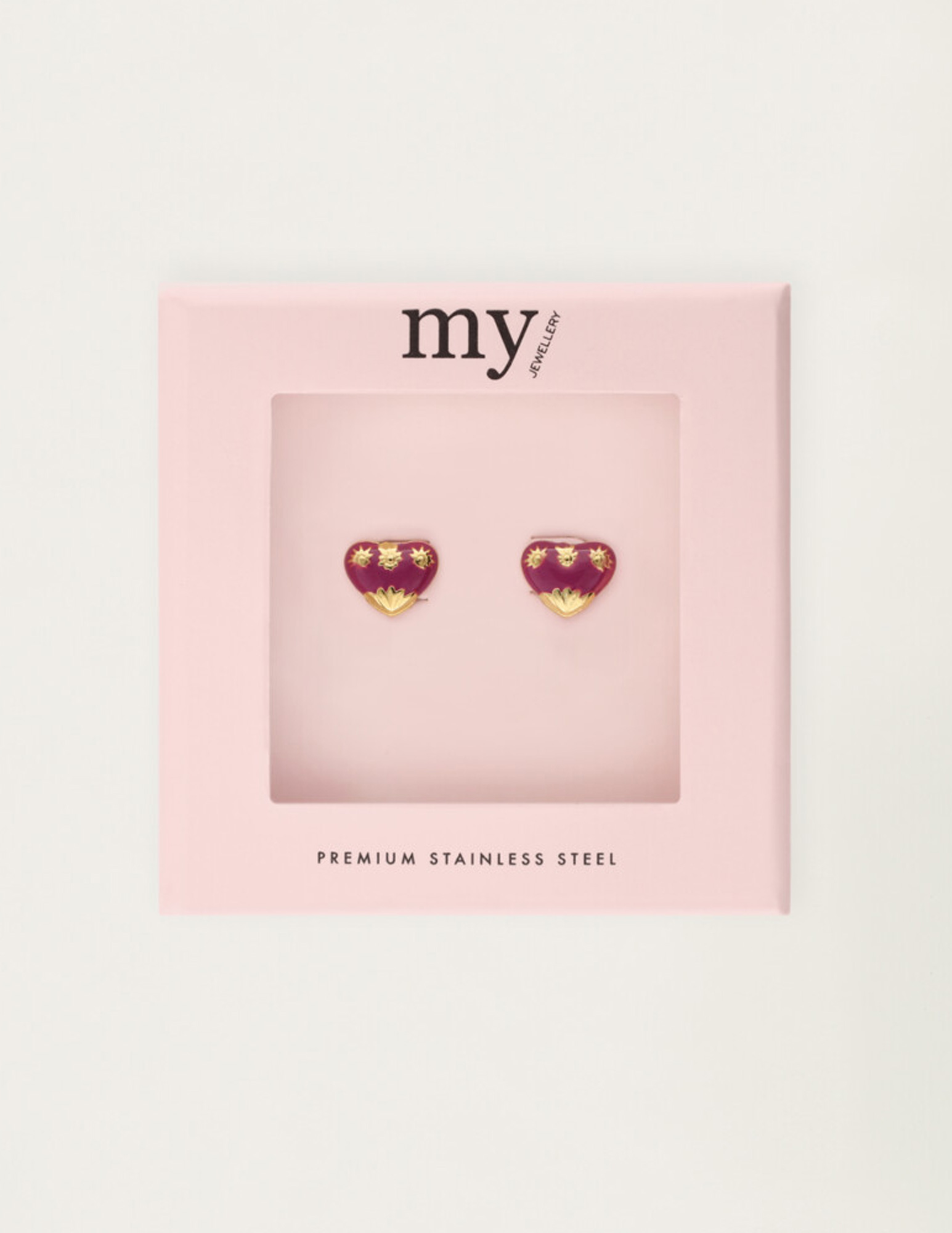 My Jewellery Studs paars mini hart MJ12095 Goud