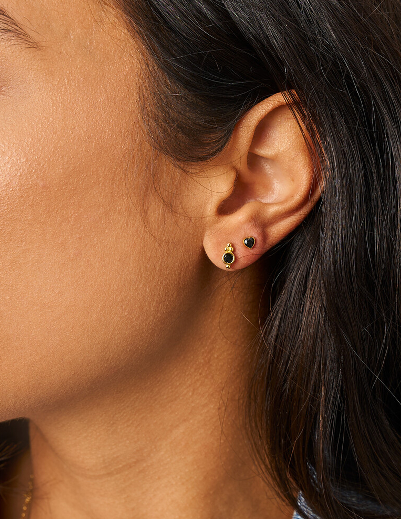 My Jewellery Studs met zwarte strass dots MJ14861 Goud