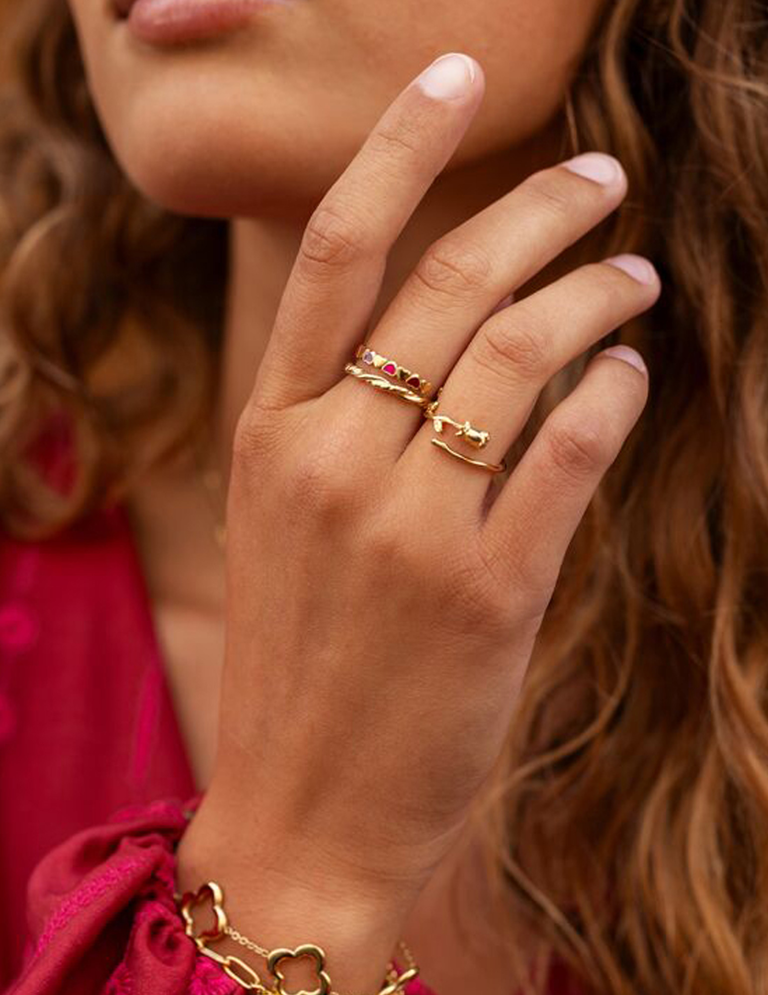 My Jewellery Vintage ring rode hartjes MJ11242 Zilver