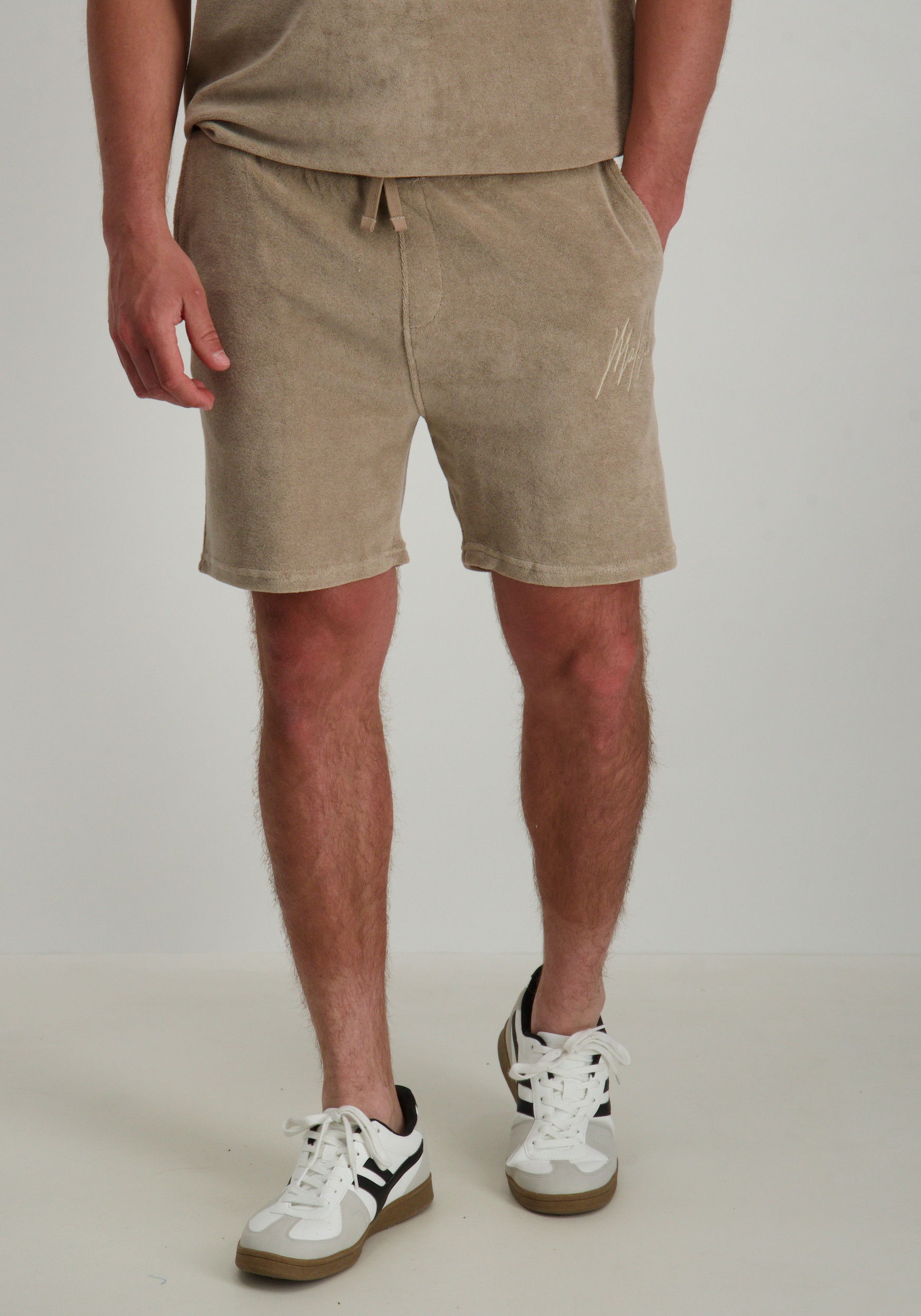 Malelions Short Signature Towweling MM3-SS25-26 Taupe