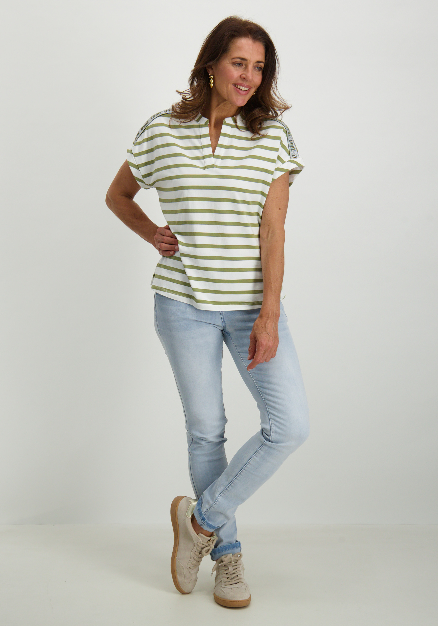 Zoso T-shirt Gestreept 252Marit Midden groen