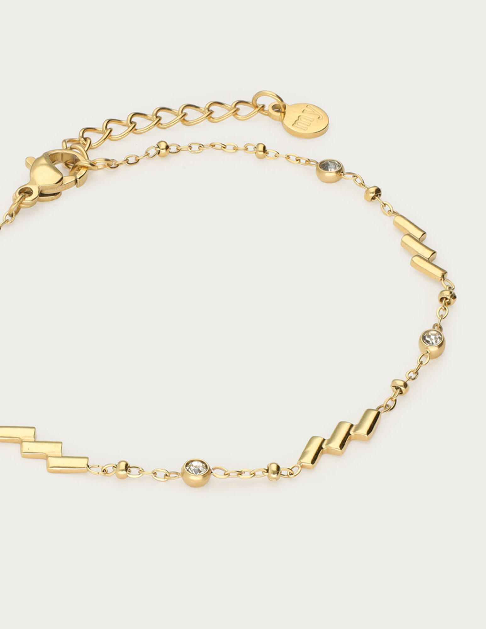 My Jewellery Armband met diagonale strepen en strass MJ14840 Goud
