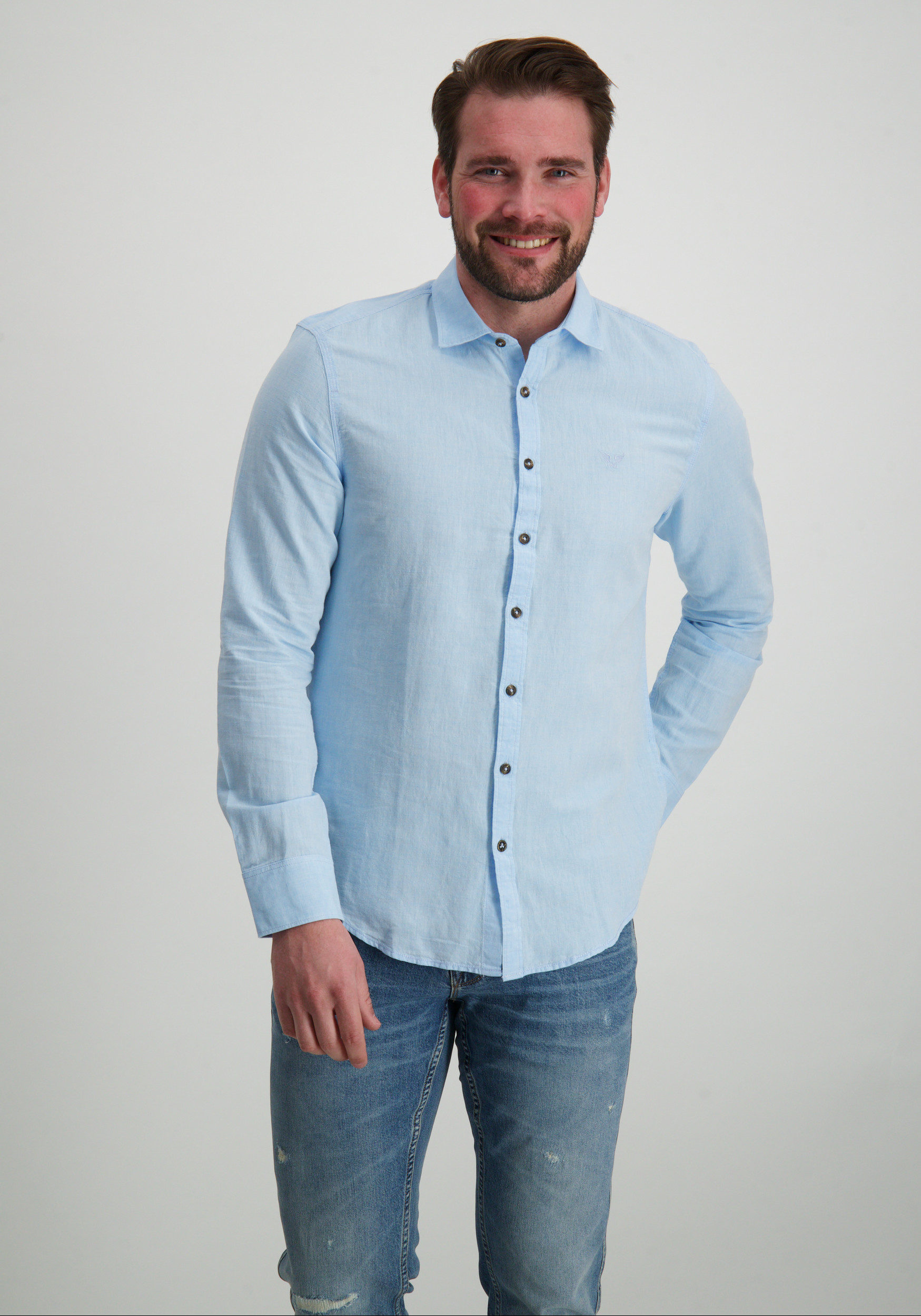 PME Legend Linnen overhemd PSI2503224 Blauw