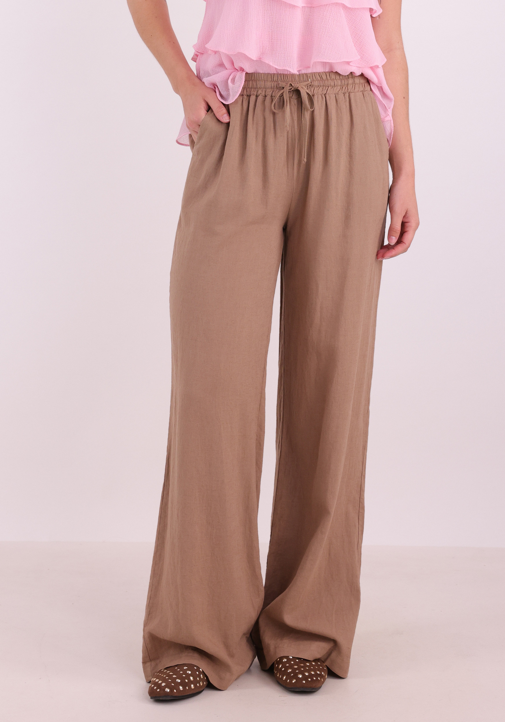 Geisha Broek Linen 61374-70 Licht bruin