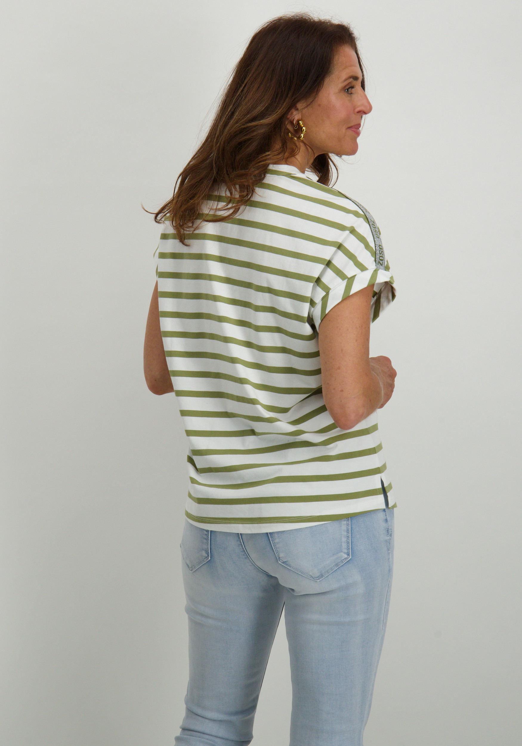 Zoso T-shirt Gestreept 252Marit Midden groen