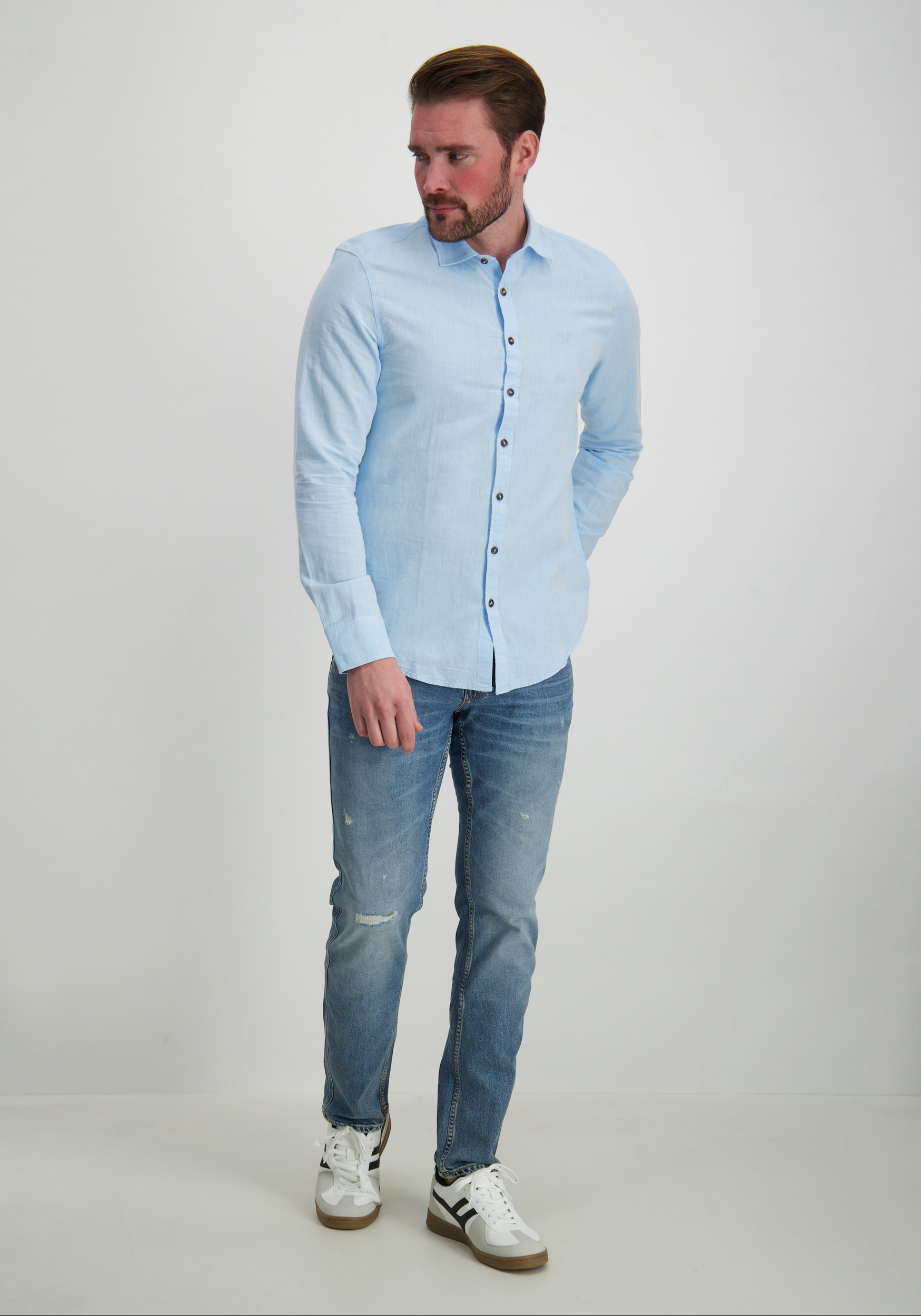 PME Legend Linnen overhemd PSI2503224 Blauw