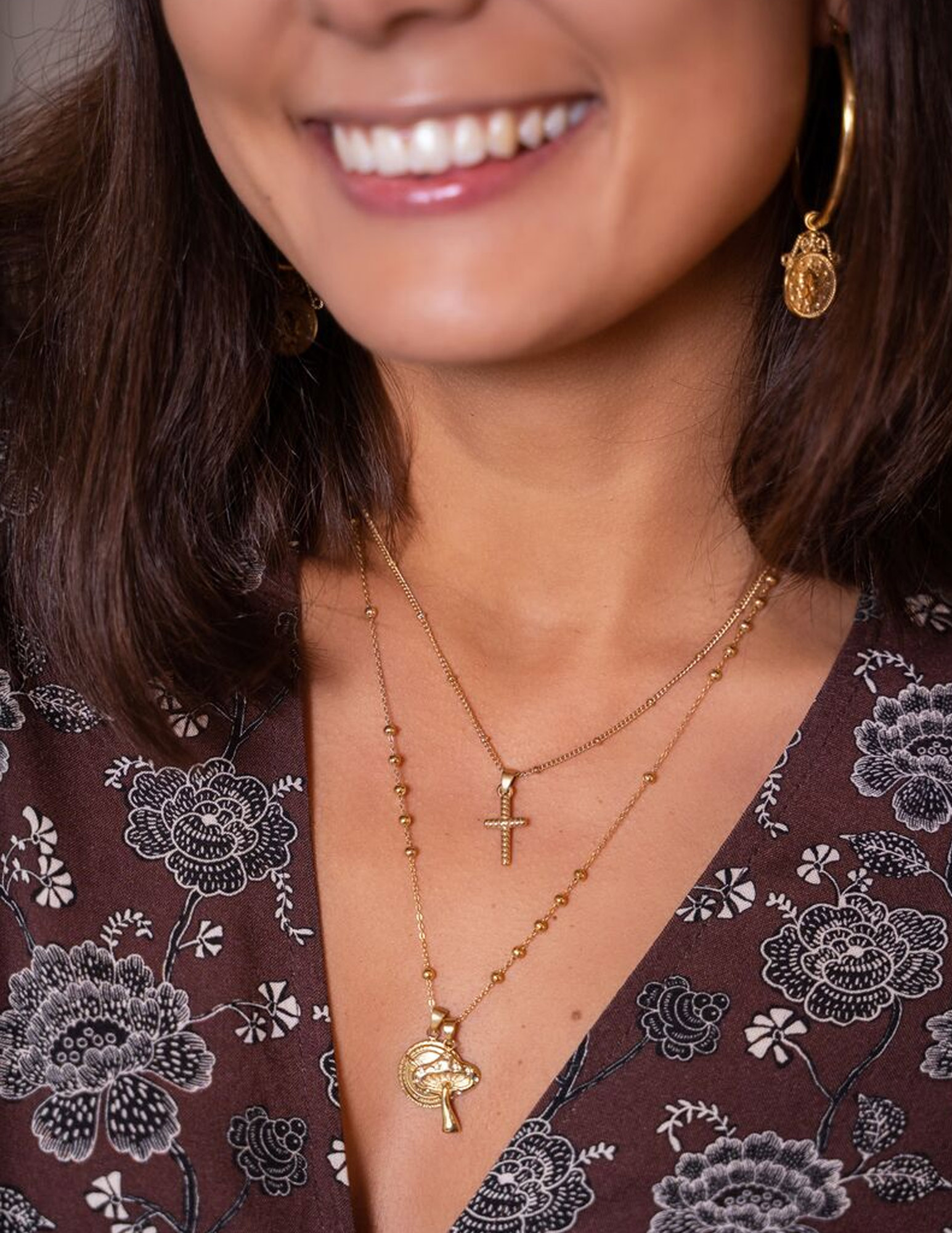 My Jewellery Ketting met munt en paddestoel MJ07631 Goud