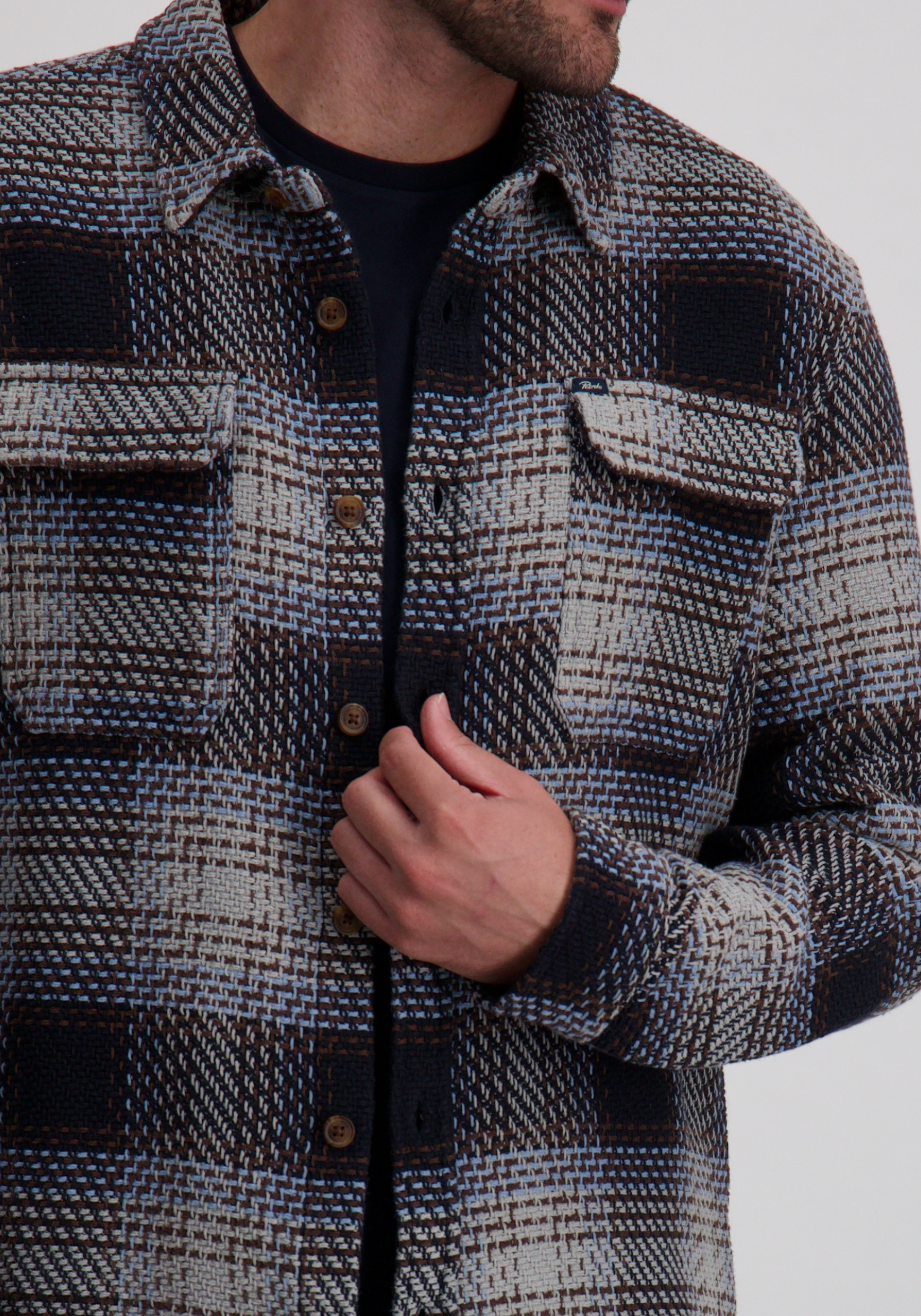 Petrol Overshirt M-3050-SIL405 Licht grijs