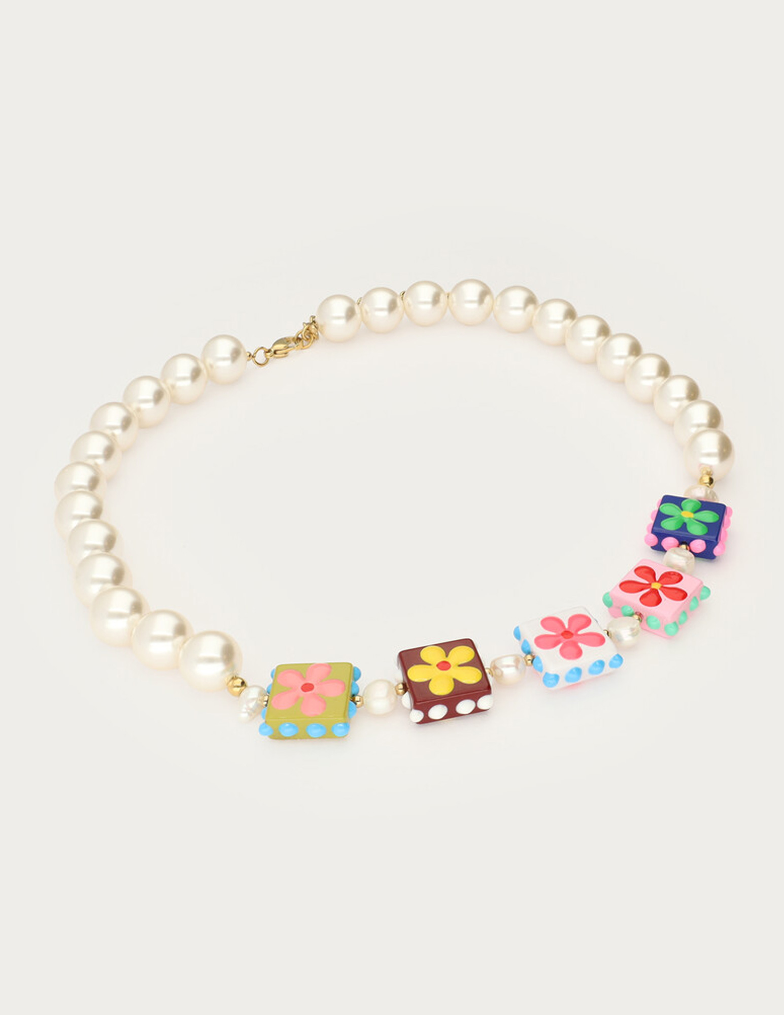 My Jewellery Tropical ketting met imitatieparels en bloemen MJ15551 Goud