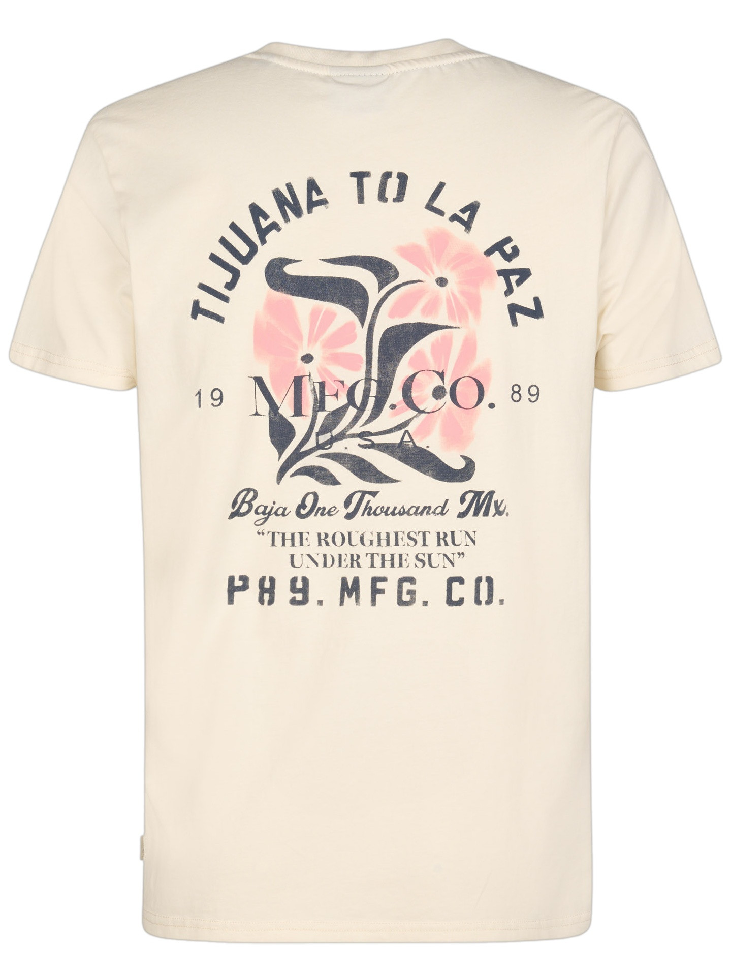 Petrol T-shirt met opdruk M-1060-TSR625 Ecru