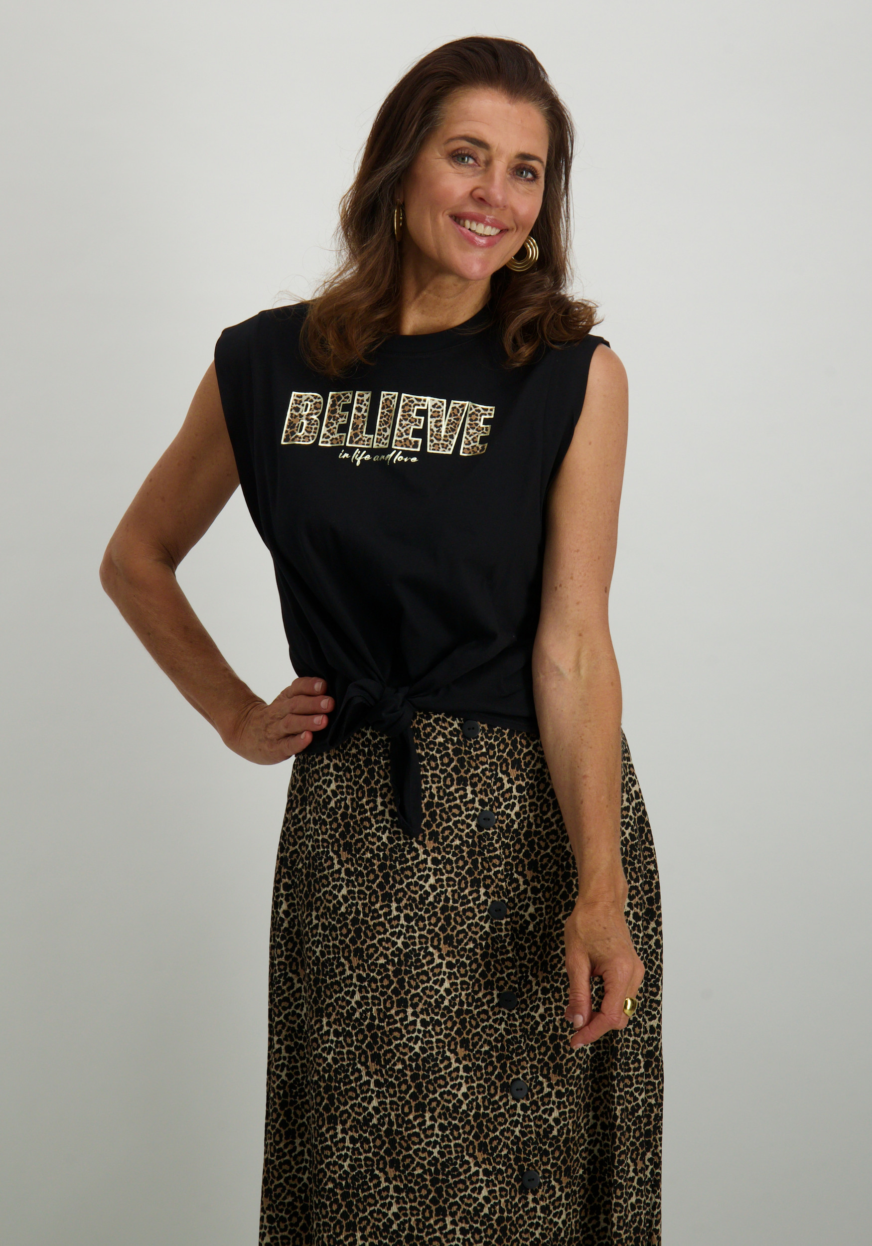 Geisha Top Believe animal 52411-41 Zwart