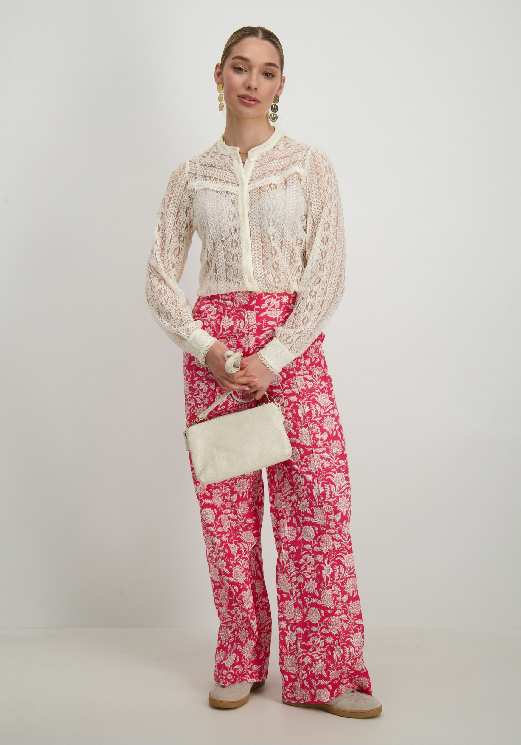 Only Kanten blouse reba 15282071 Wolwit-ecru