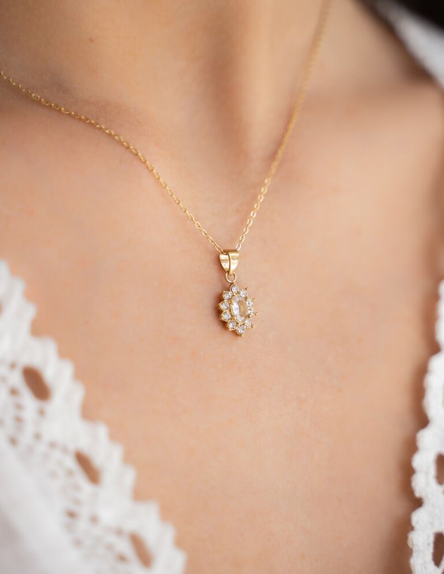 My Jewellery Vintage ketting met transparante strass MJ11482 Goud