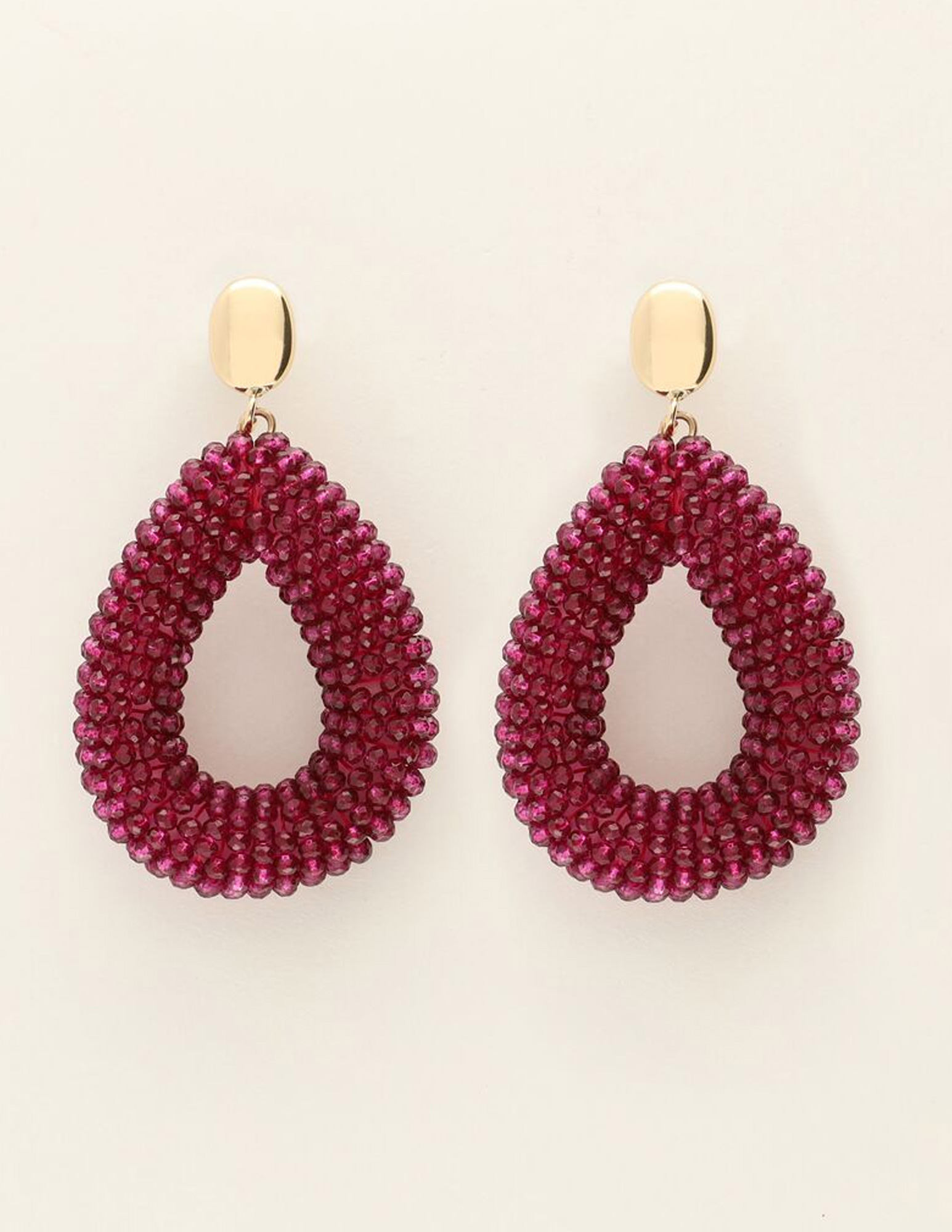 My Jewellery Statement oorbellen drop purple MJ09980 Goud