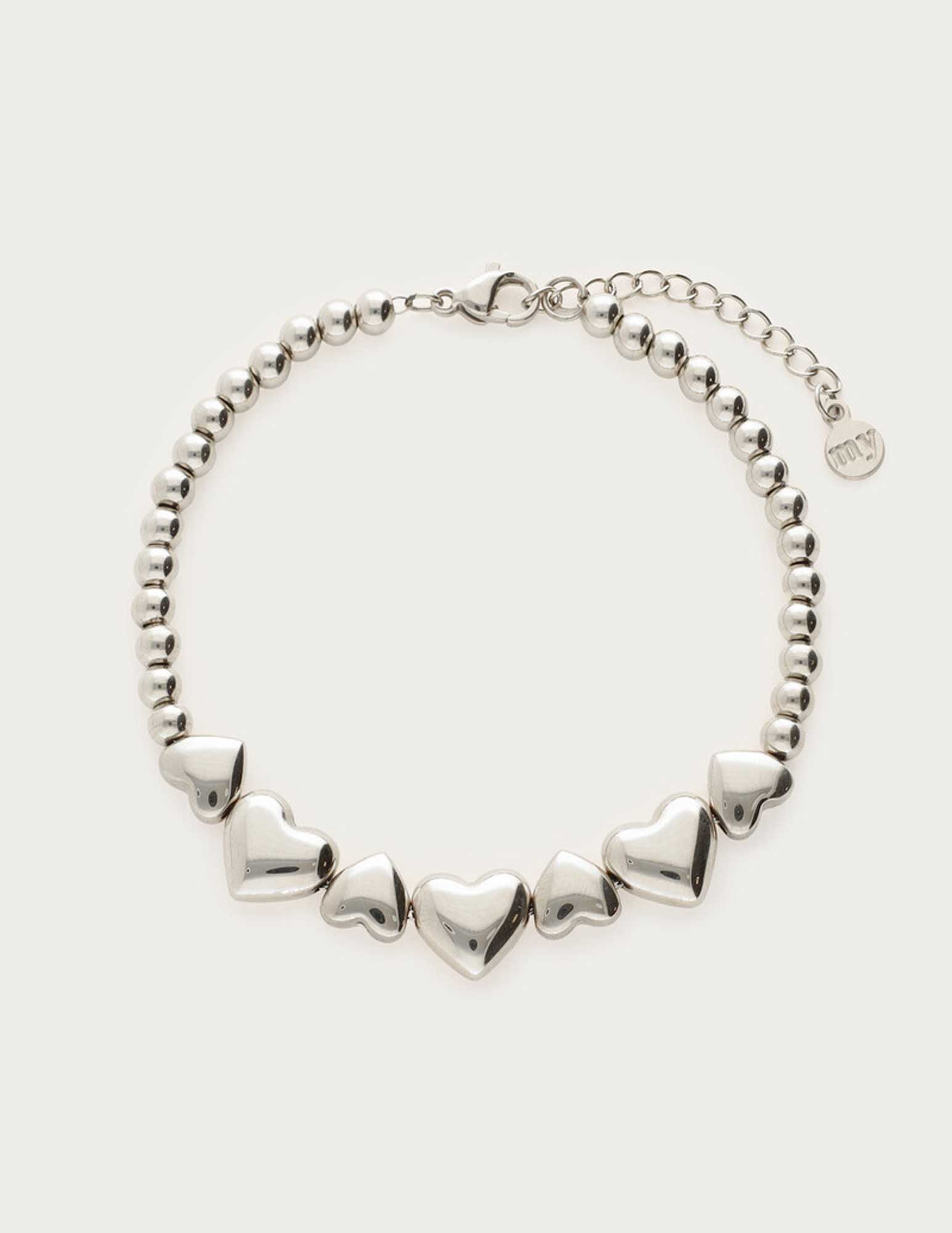 My Jewellery Steel beads heart bracelet MJ13709 Zilver