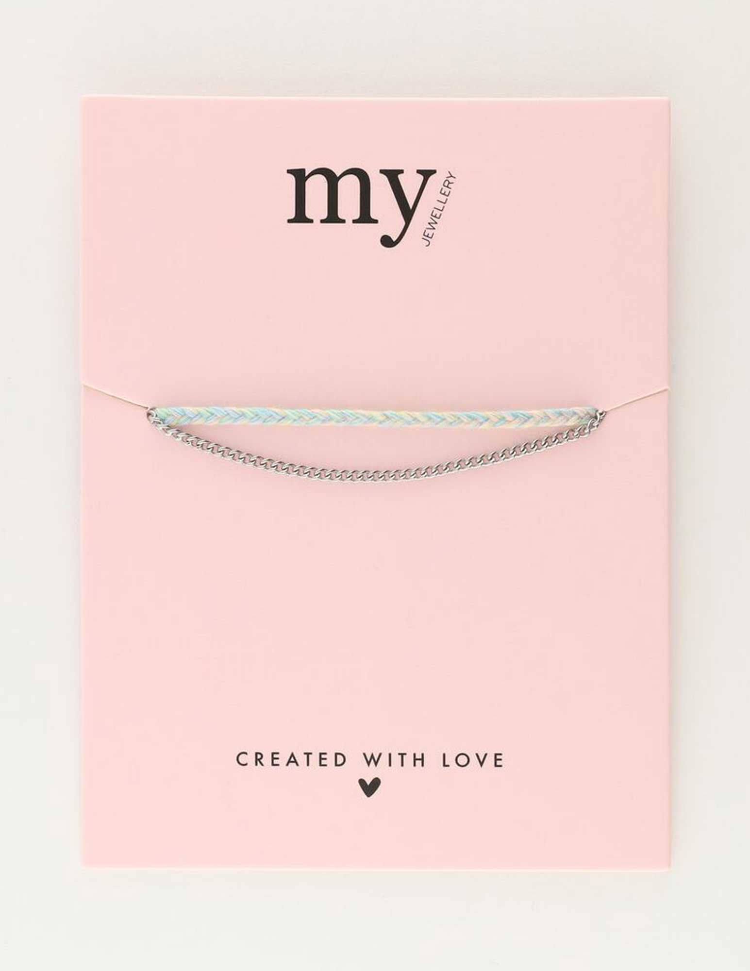 My Jewellery Dubbele armband met schakel en touw MJ09721 Zilver