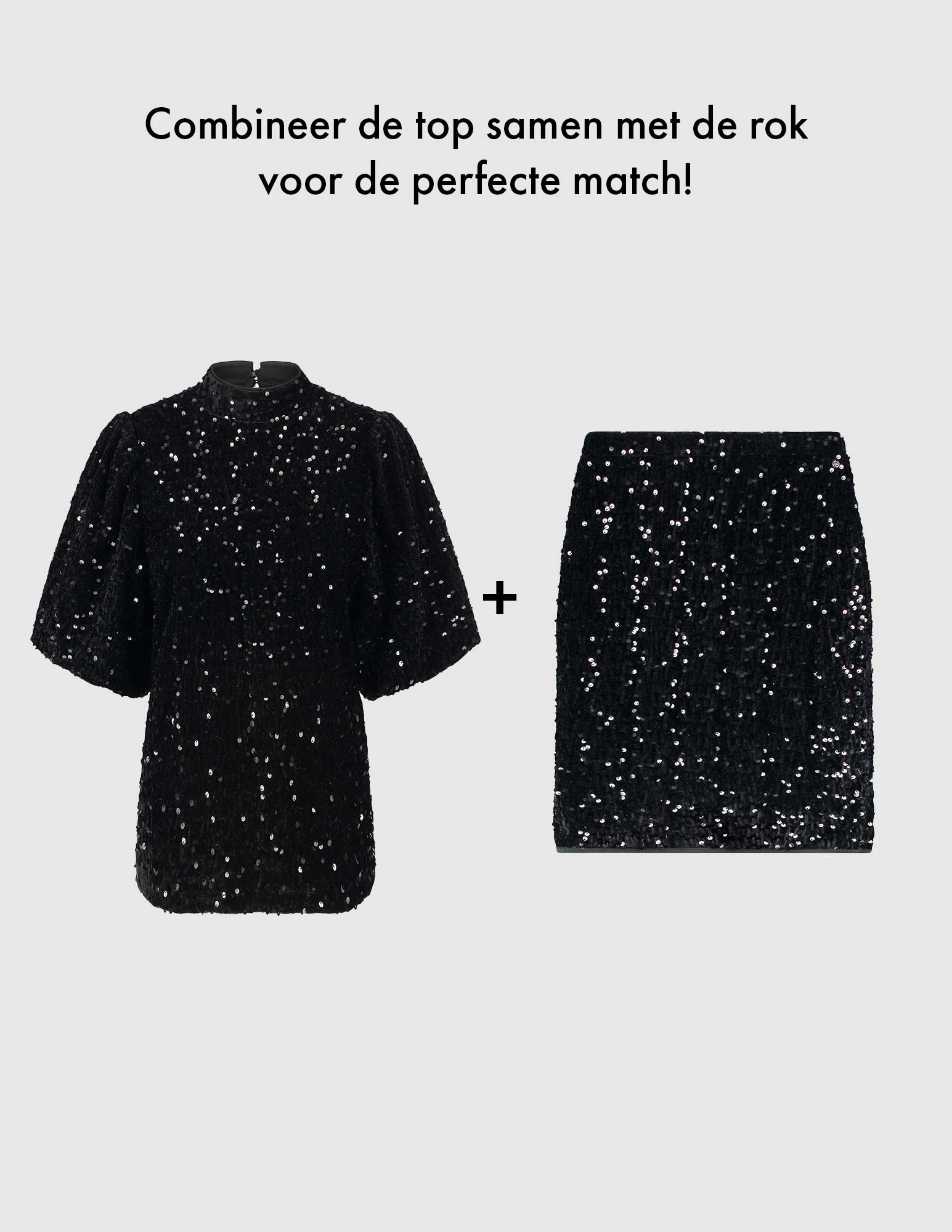 Tramontana Rok Velours Sequins C36-14-201 Zwart