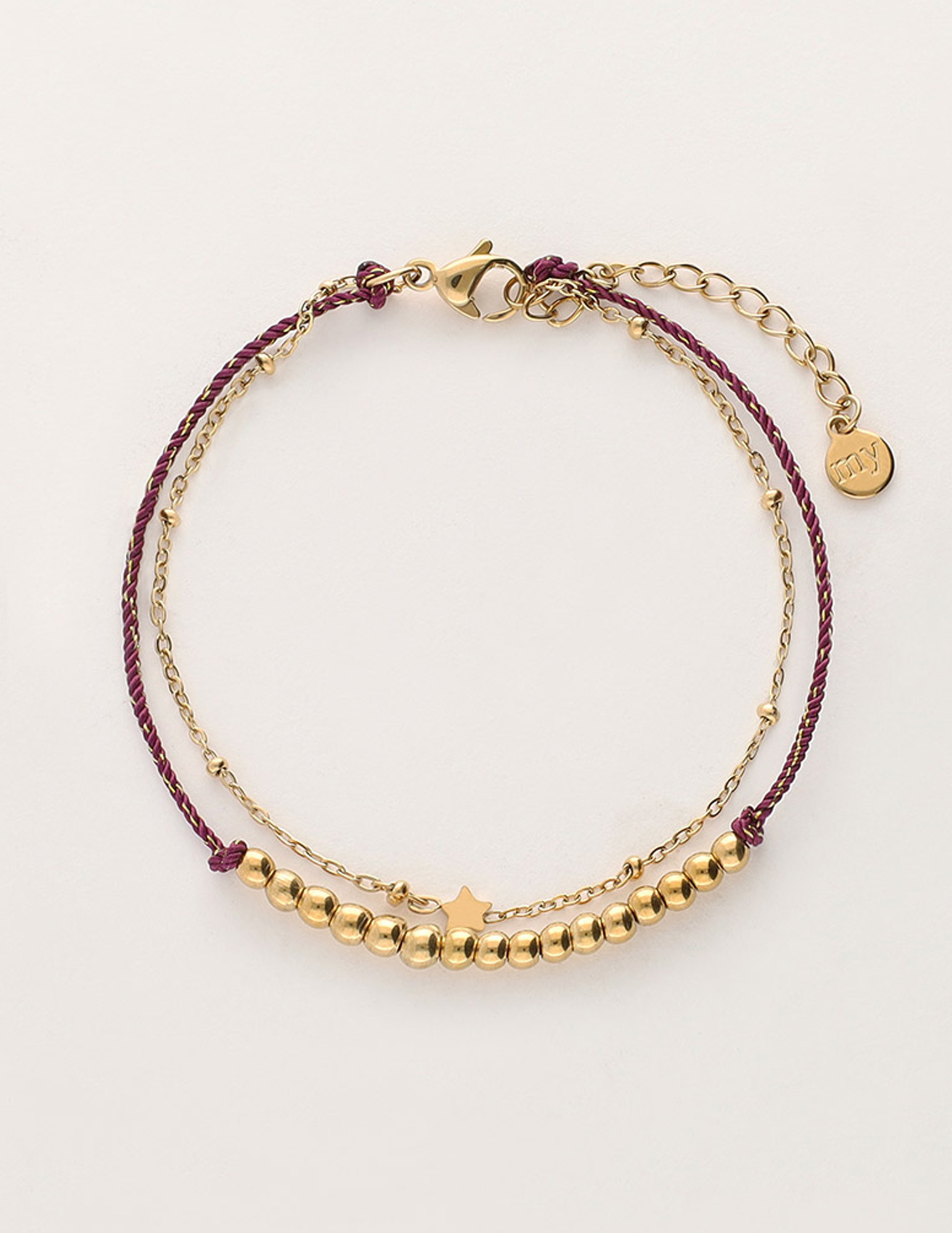 My Jewellery Armband met koord en kralen MJ11054 Goud