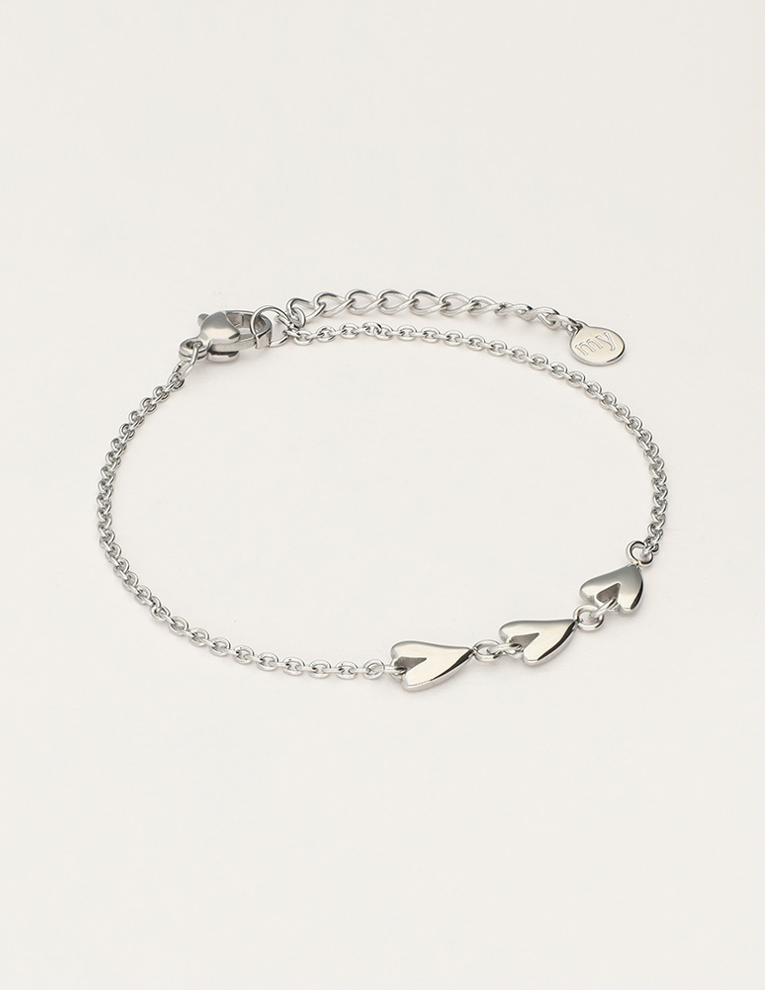 My Jewellery Armband met drie hartjes MJ12127 Zilver