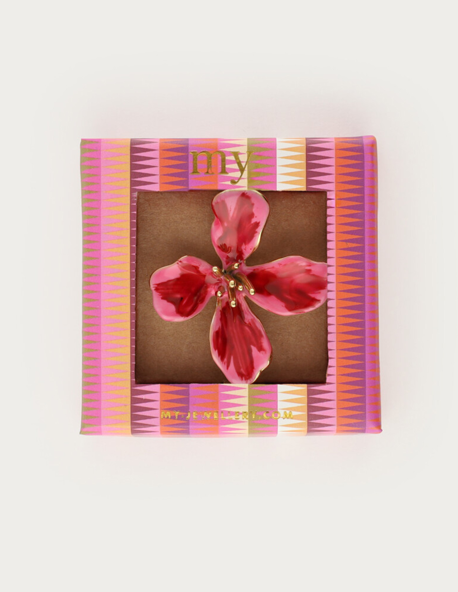 My Jewellery Tropical roze statement ring met bloem MJ15623 Goud