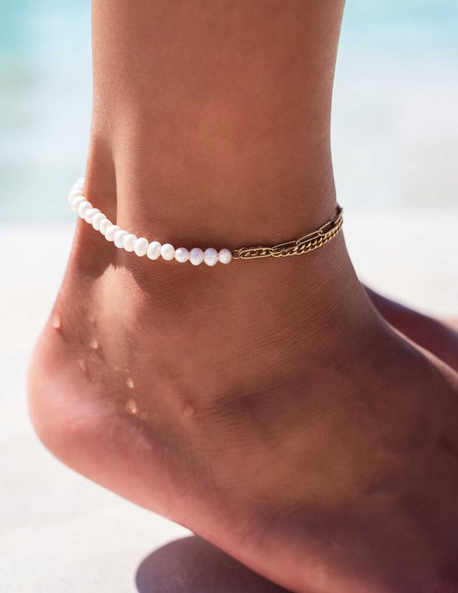 My Jewellery Enkelbandje Sunchasers schakels en parels MJ08010 Goud