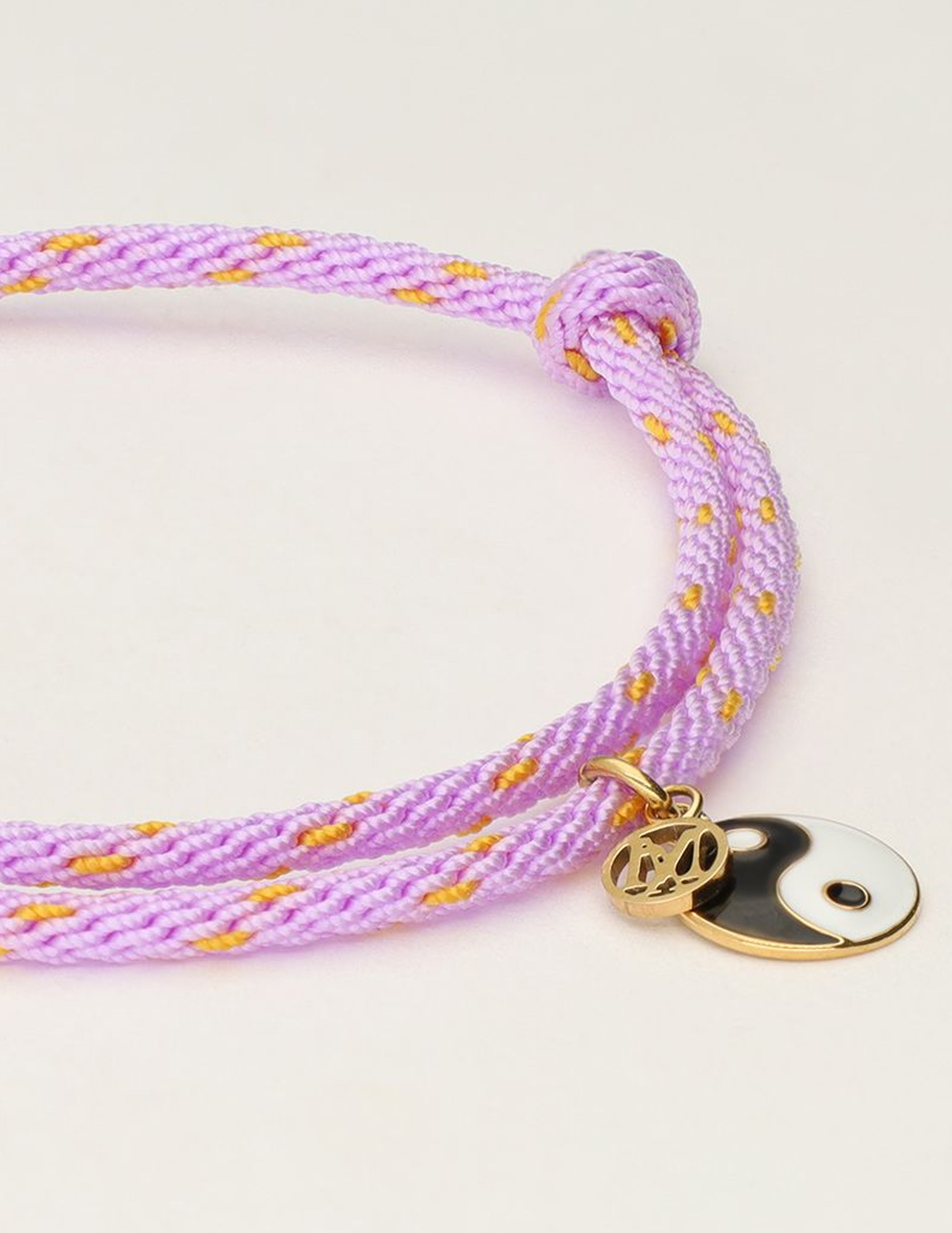 My Jewellery Armband cord lila yingyang MJ10202 Goud