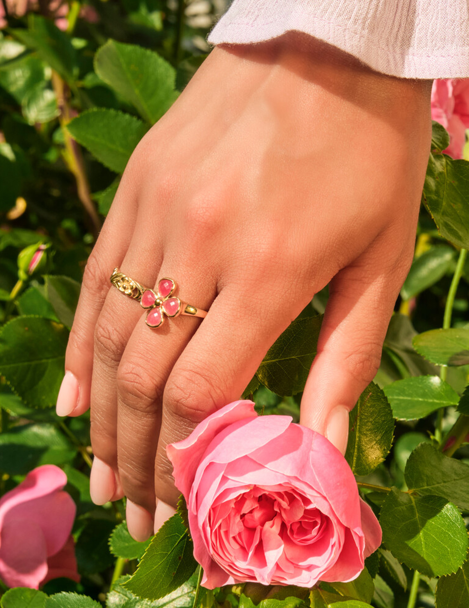 My Jewellery Botanical ring met roze klaver MJ13745 Goud