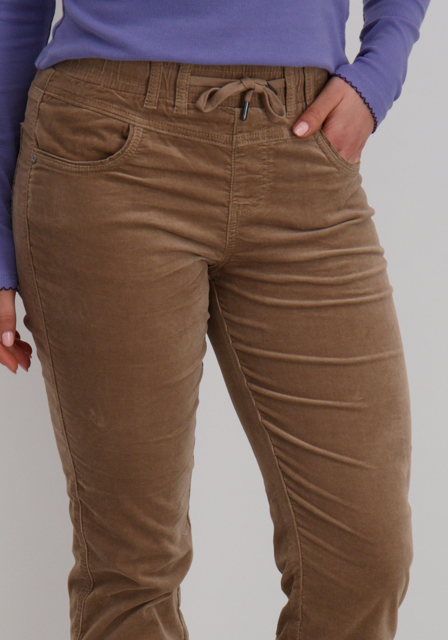 Red Button Broek Tessy velvet SRB4655 Licht bruin