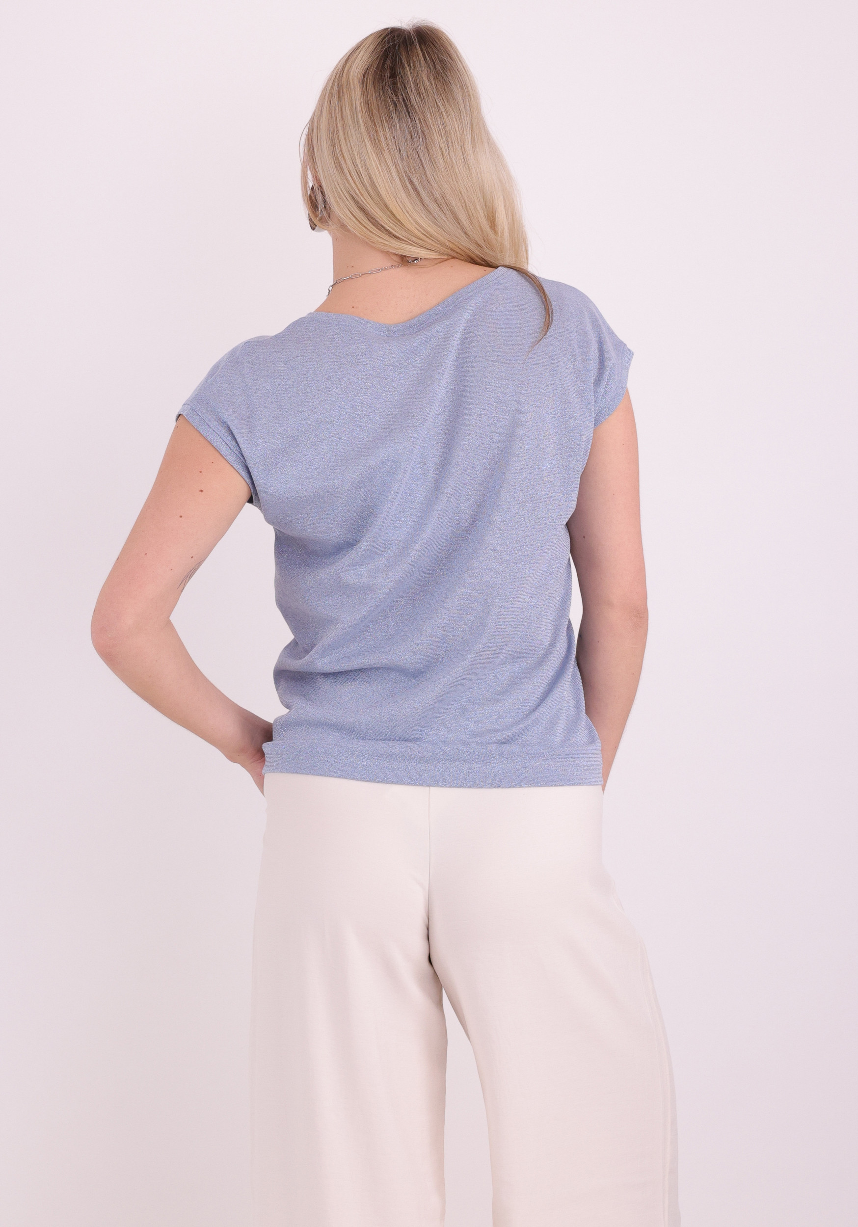 ONLY T-shirt Silvery lurex 15136069 Licht blauw