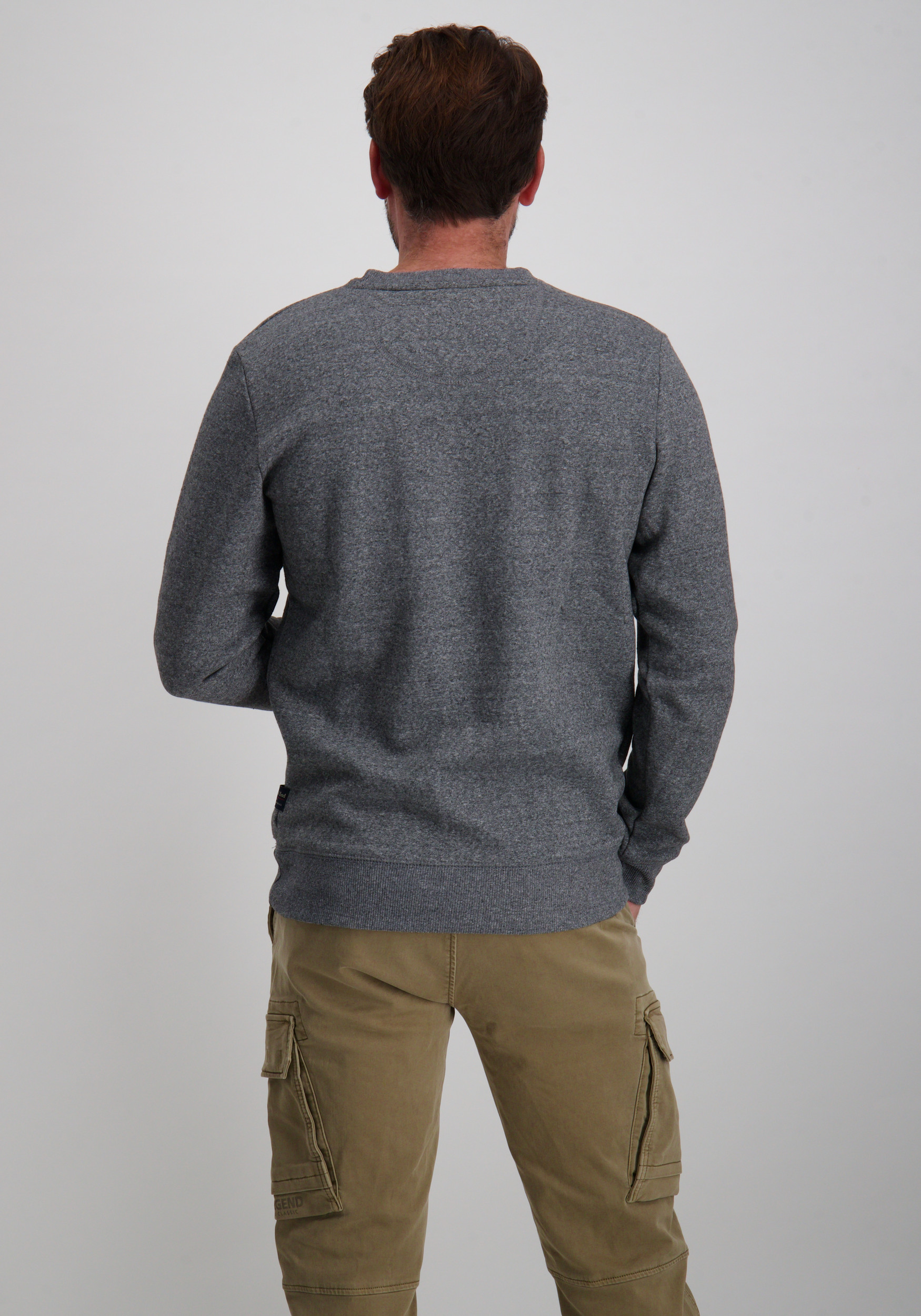Petrol Sweater met opdruk M-3050-SWR309 Grijs