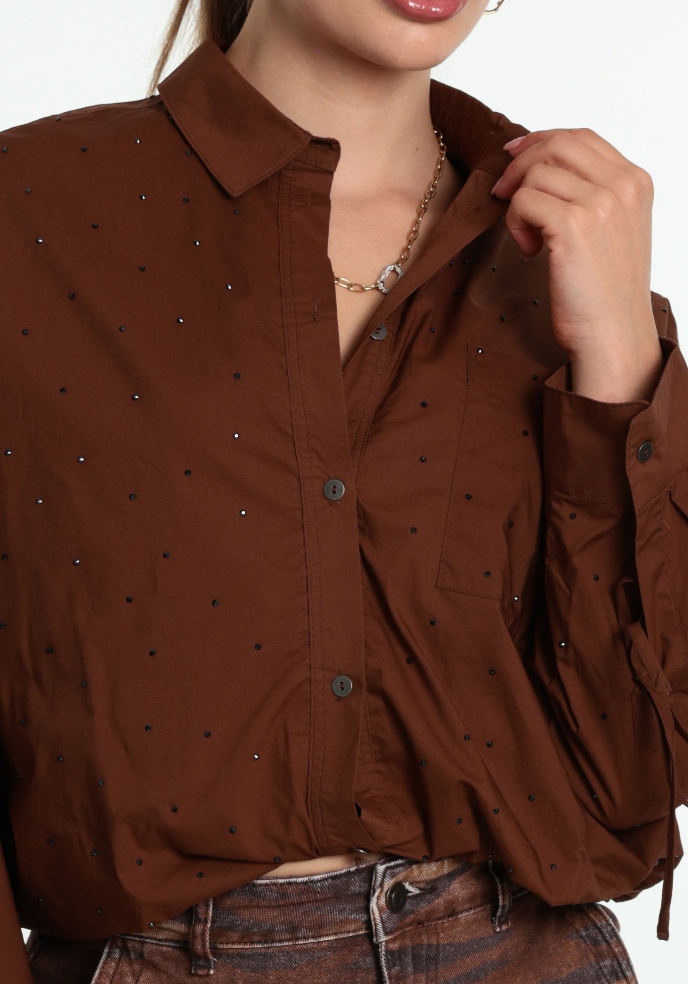 Aaiko BV Blouse MIKKIE STRASS CO 518 Bruin