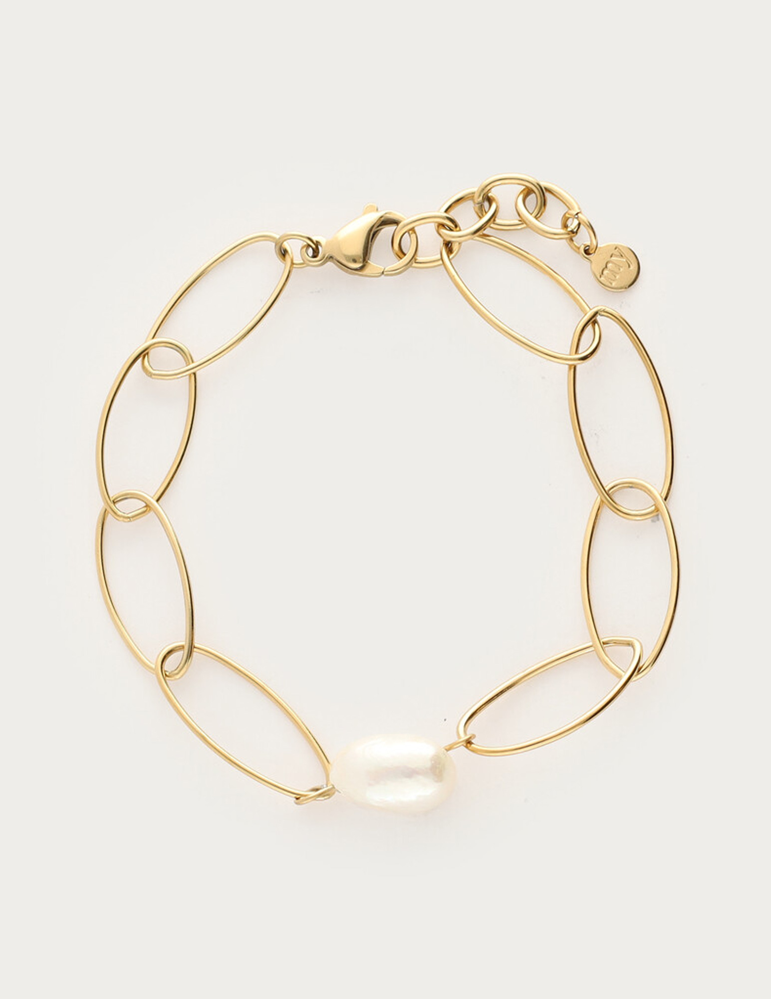 My Jewellery Bold schakelarmband met zoetwaterparels MJ14113 Goud