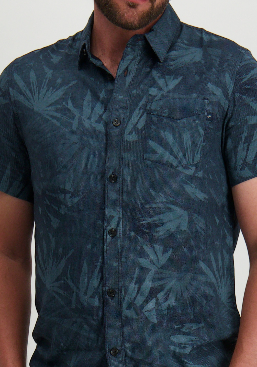 Petrol Overhemd met print M-1050-SIS435 Petrol