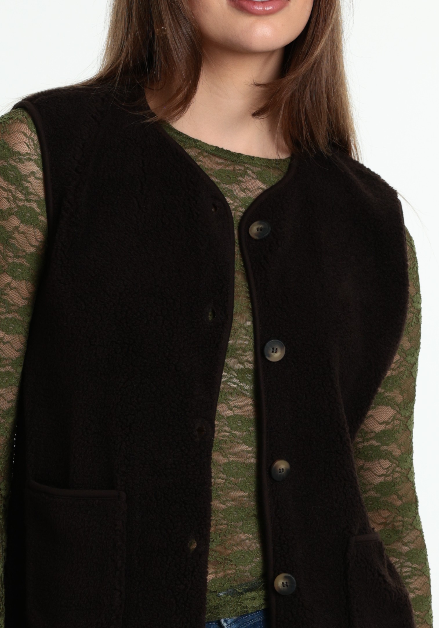 FREE|QUENT Gilet 207624 Donker bruin