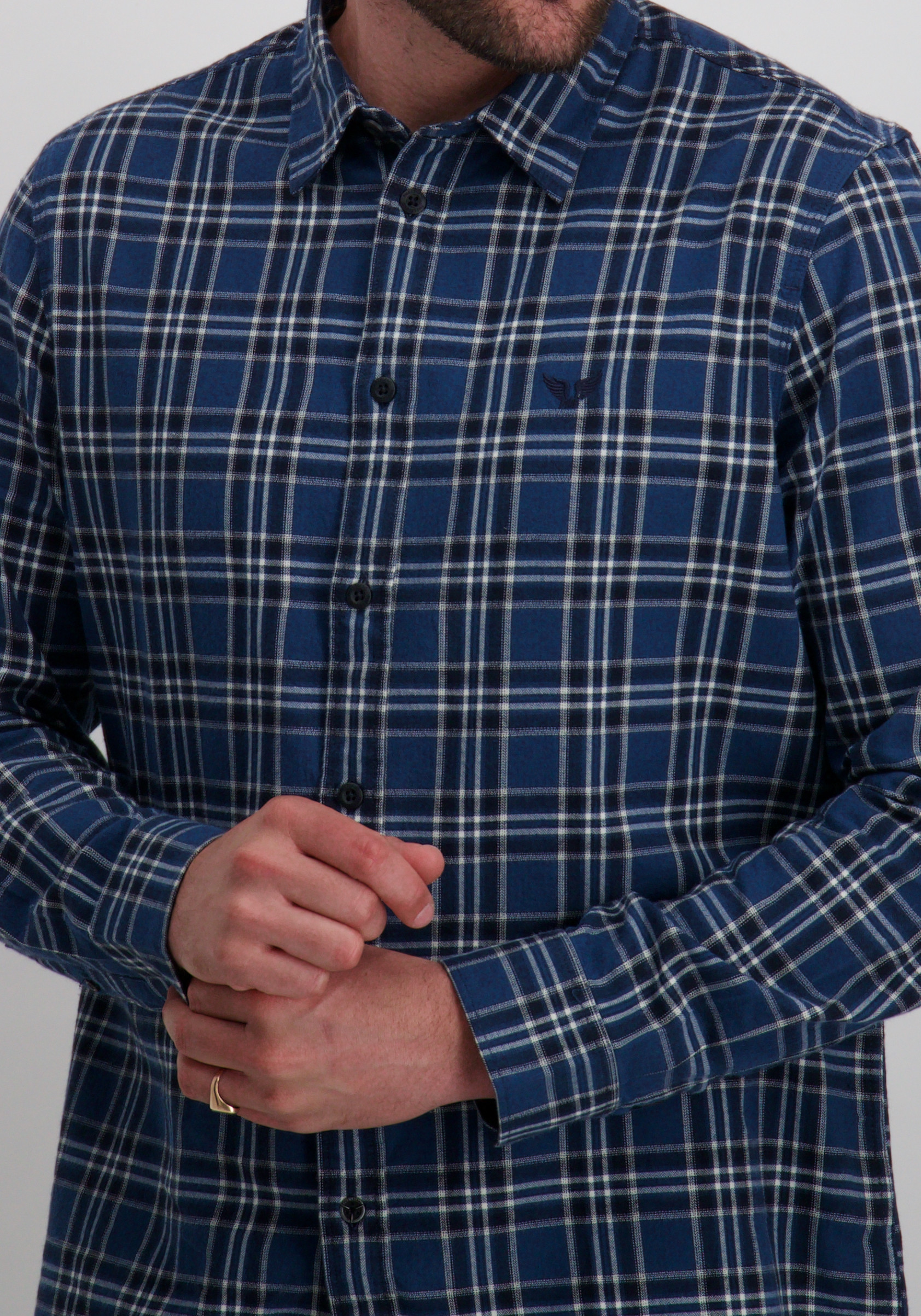 PME Legend Overhemd geruit PSI2510201 Donker blauw