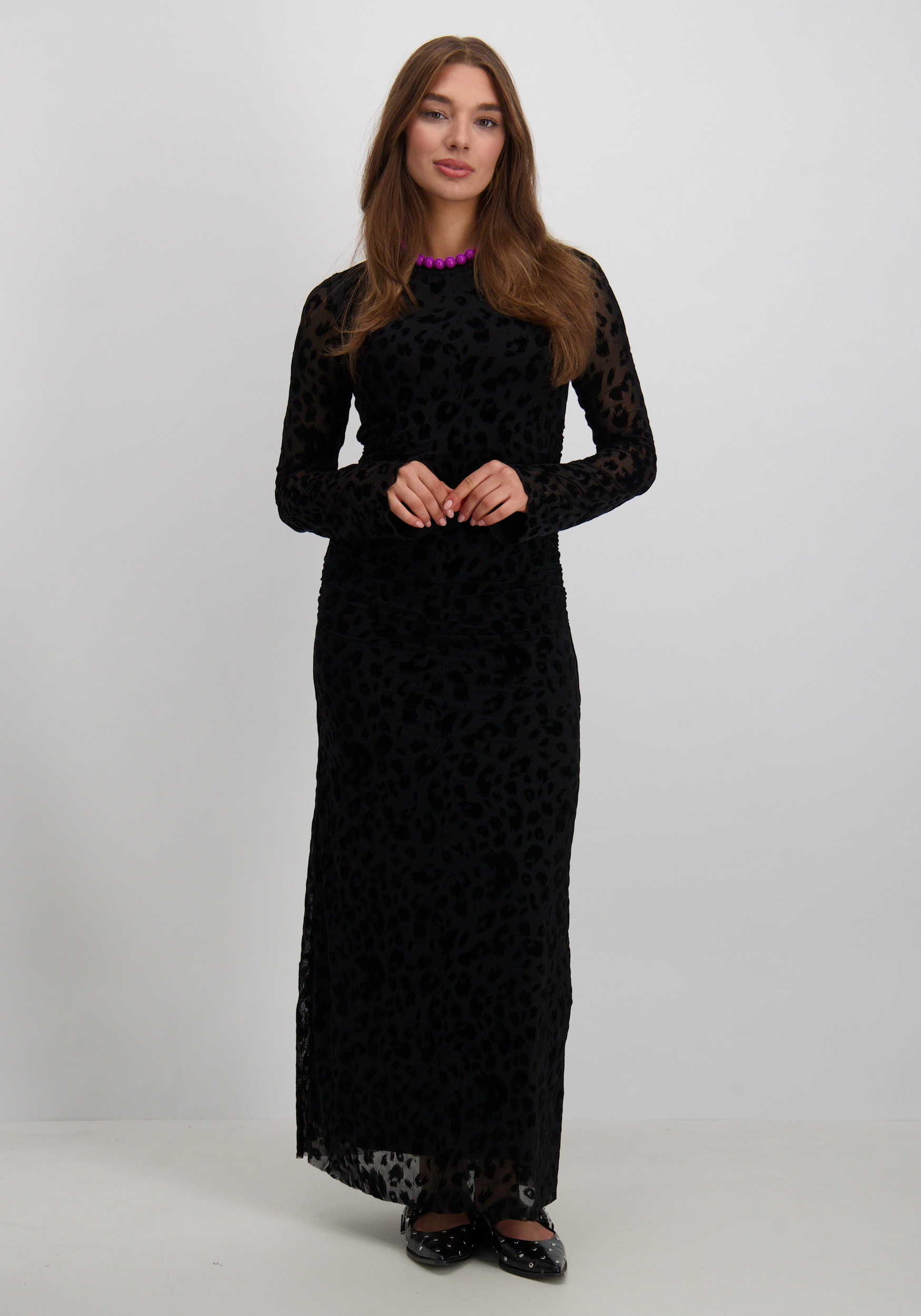 Colourful Rebel Jurk Maude leopard WD116258 Zwart