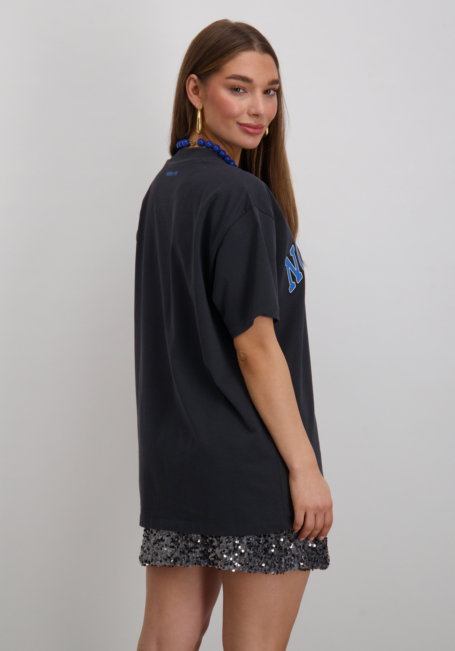 Harper & Yve T-shirt No drama club AW25Y307 Donker Grijs