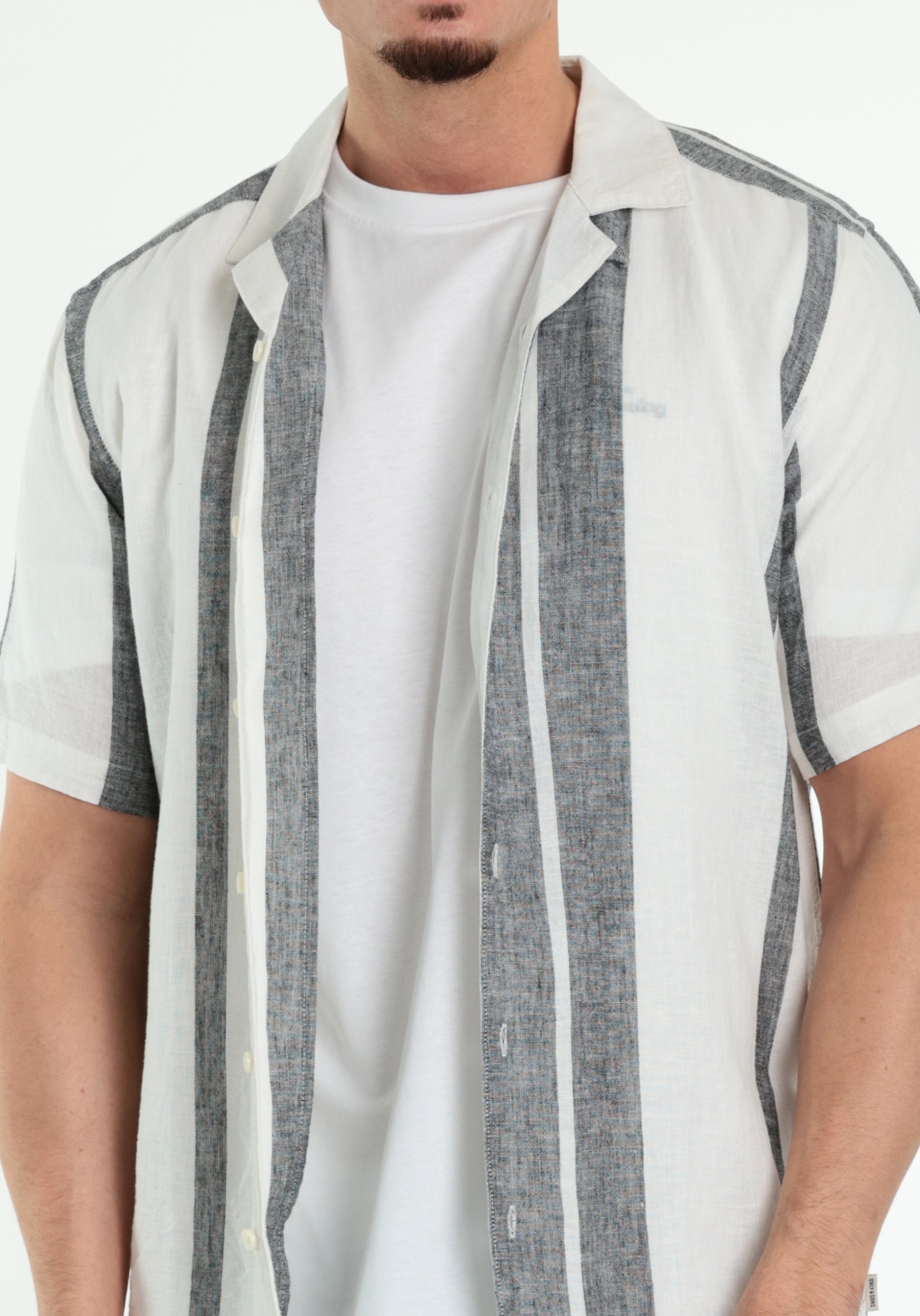 ONLY & SONS Overhemd Caiden met strepen 22026109 Wit