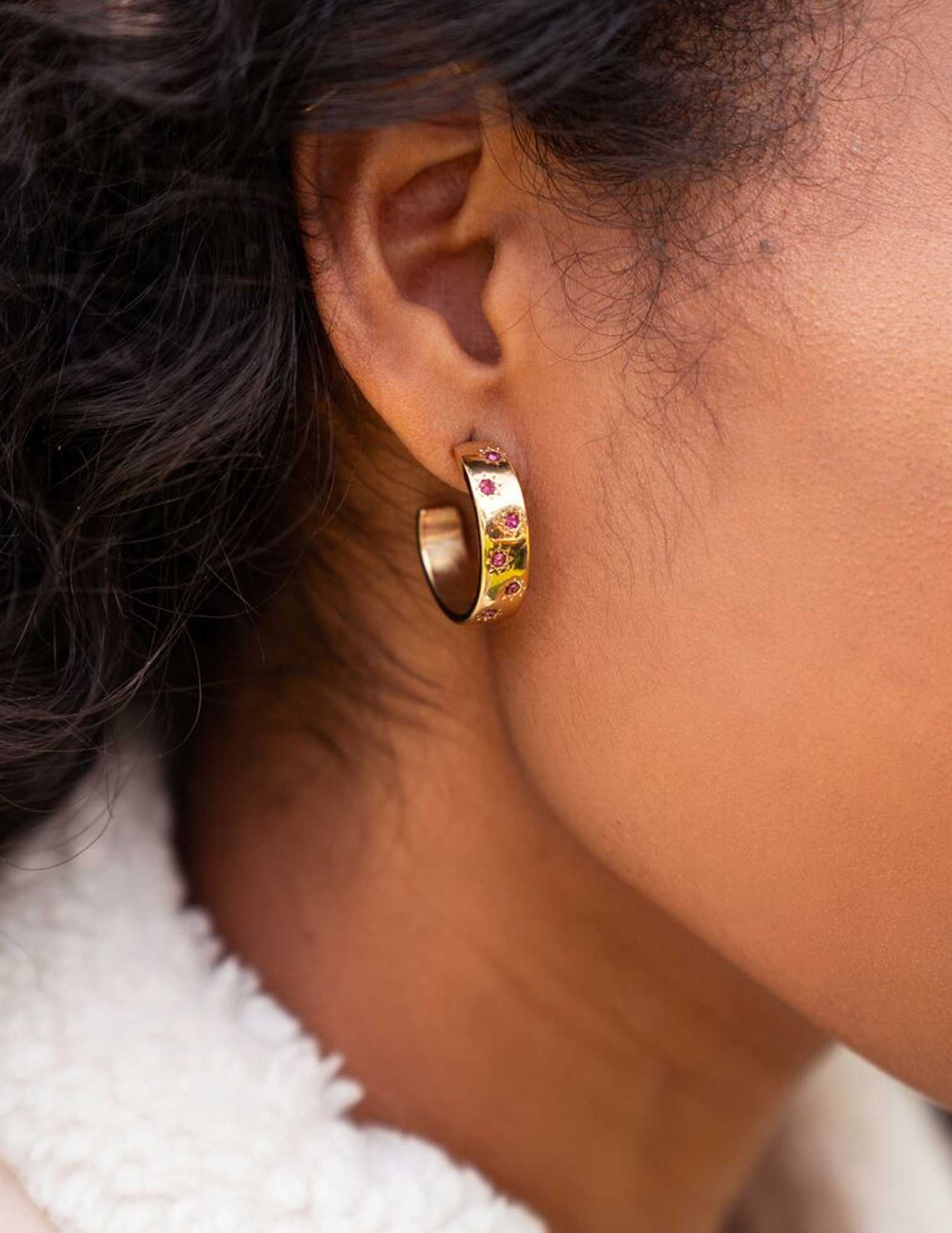 My Jewellery Mystic oorringen met roze steentjes MJ09440 Zilver