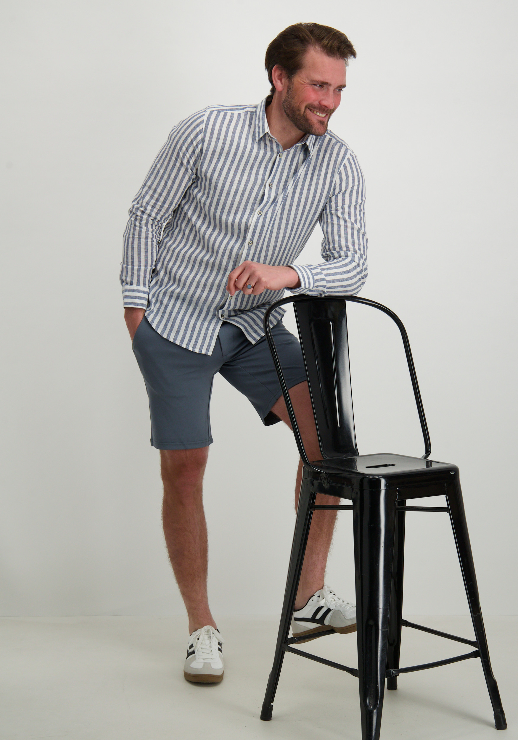 No Excess Overhemd gestreept 27470224SN Blauw