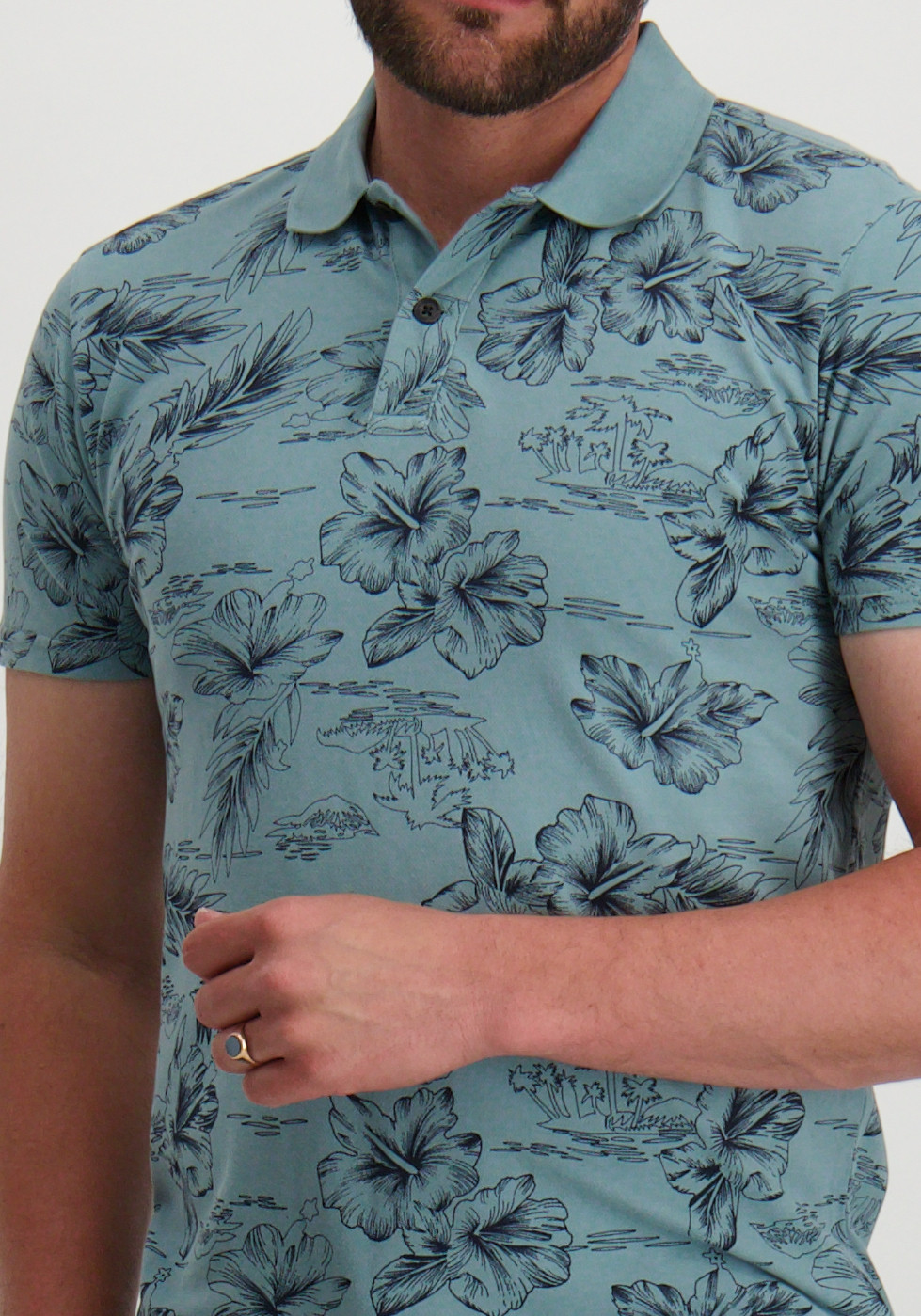 Petrol Polo all-over print M-1050-POL911 Licht blauw