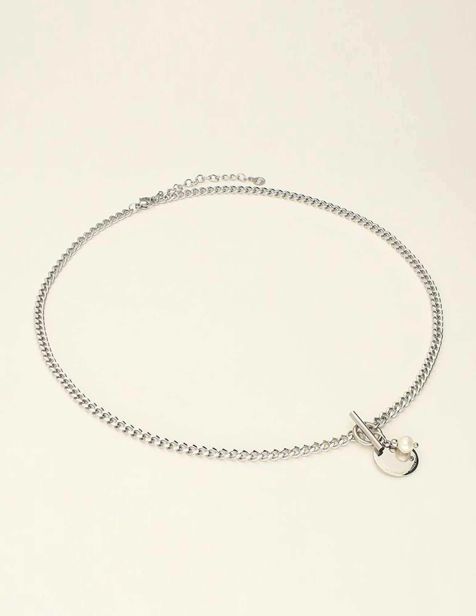 My Jewellery Ketting met munt en parel MJ09236 Zilver