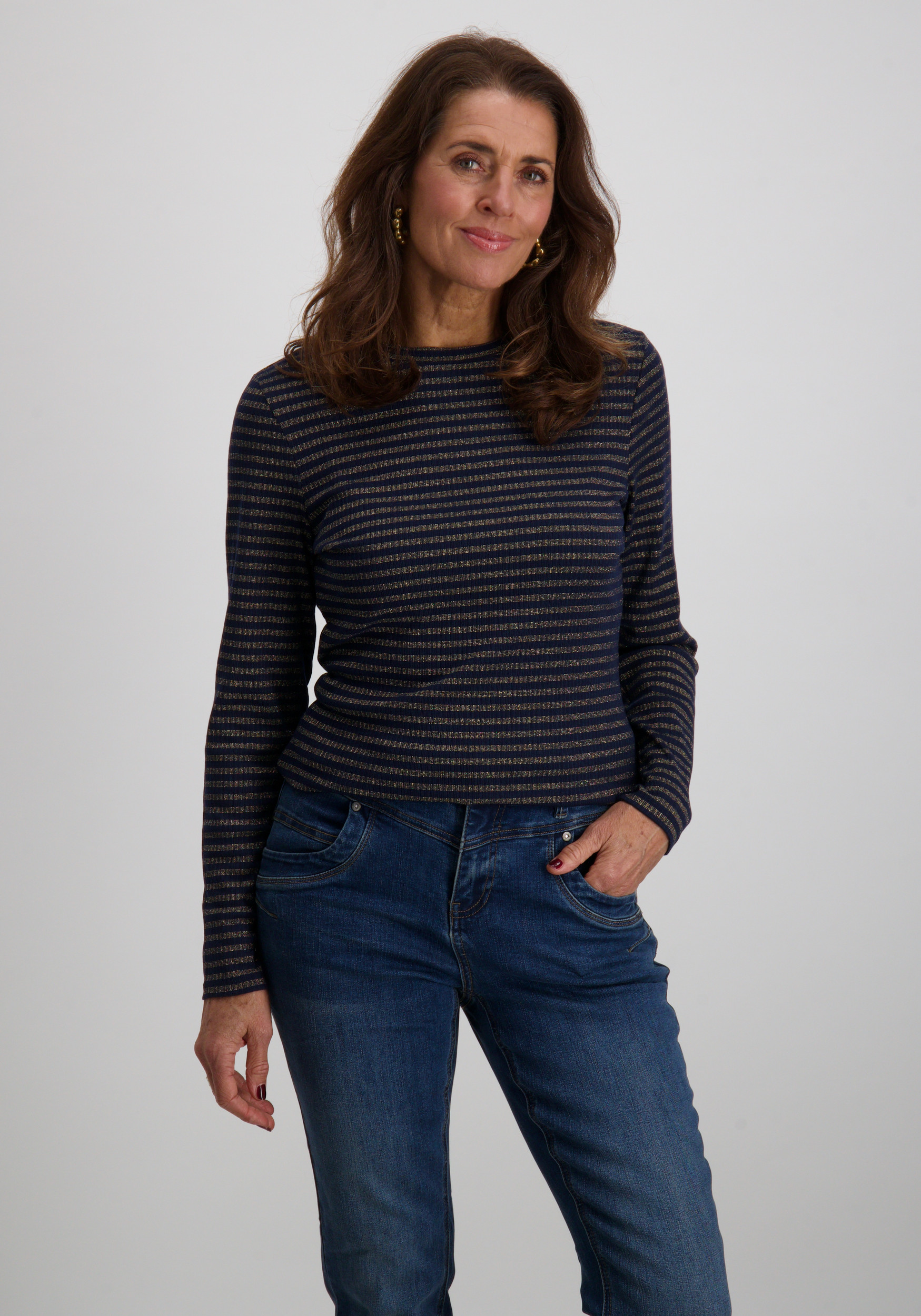 Tramontana T-shirt gestreept K02-18-401 Donker blauw